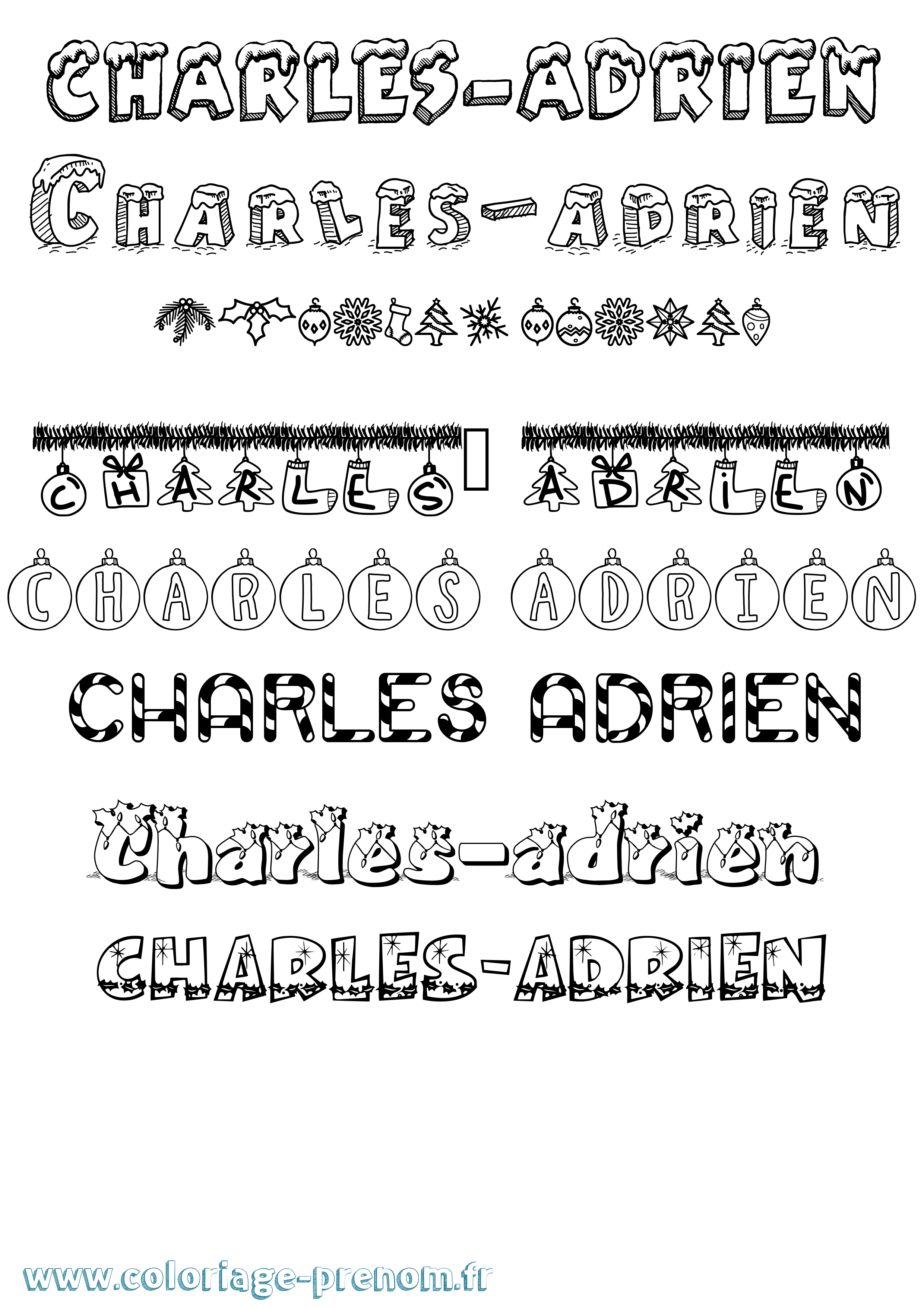 Coloriage Charles-Adrien Noël Coloriage prénom Charles-Adrien Noël