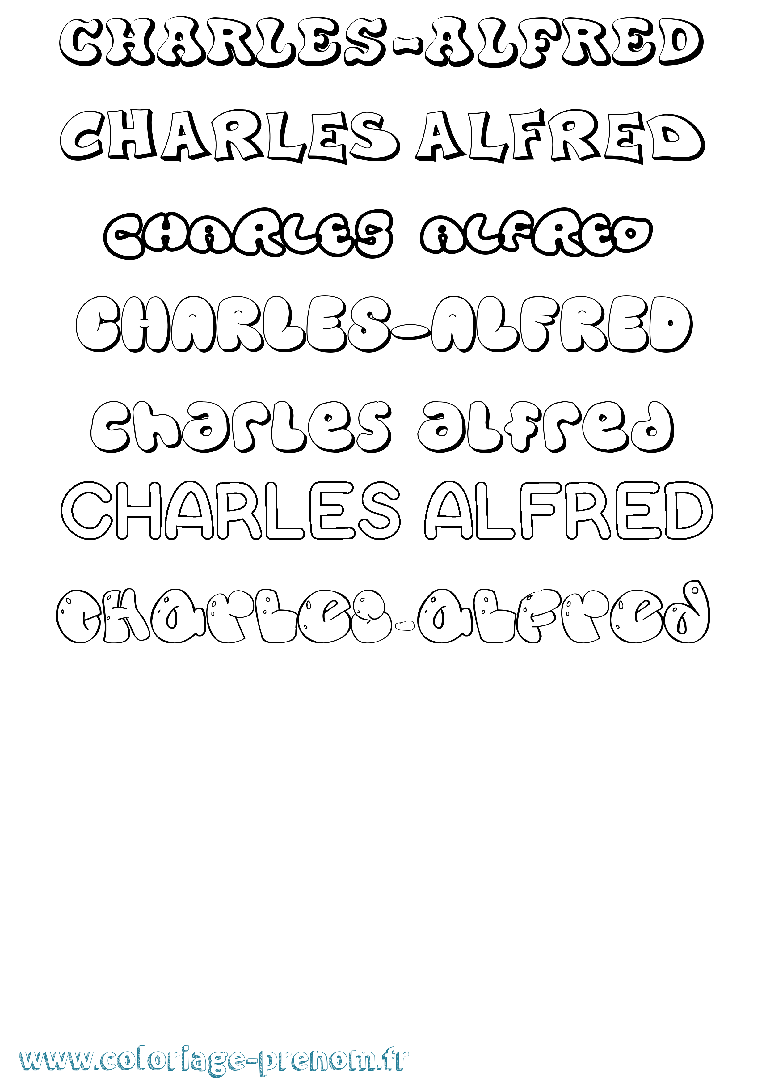 Coloriage Charles-Alfred Bubble Coloriage prénom Charles-Alfred Bubble