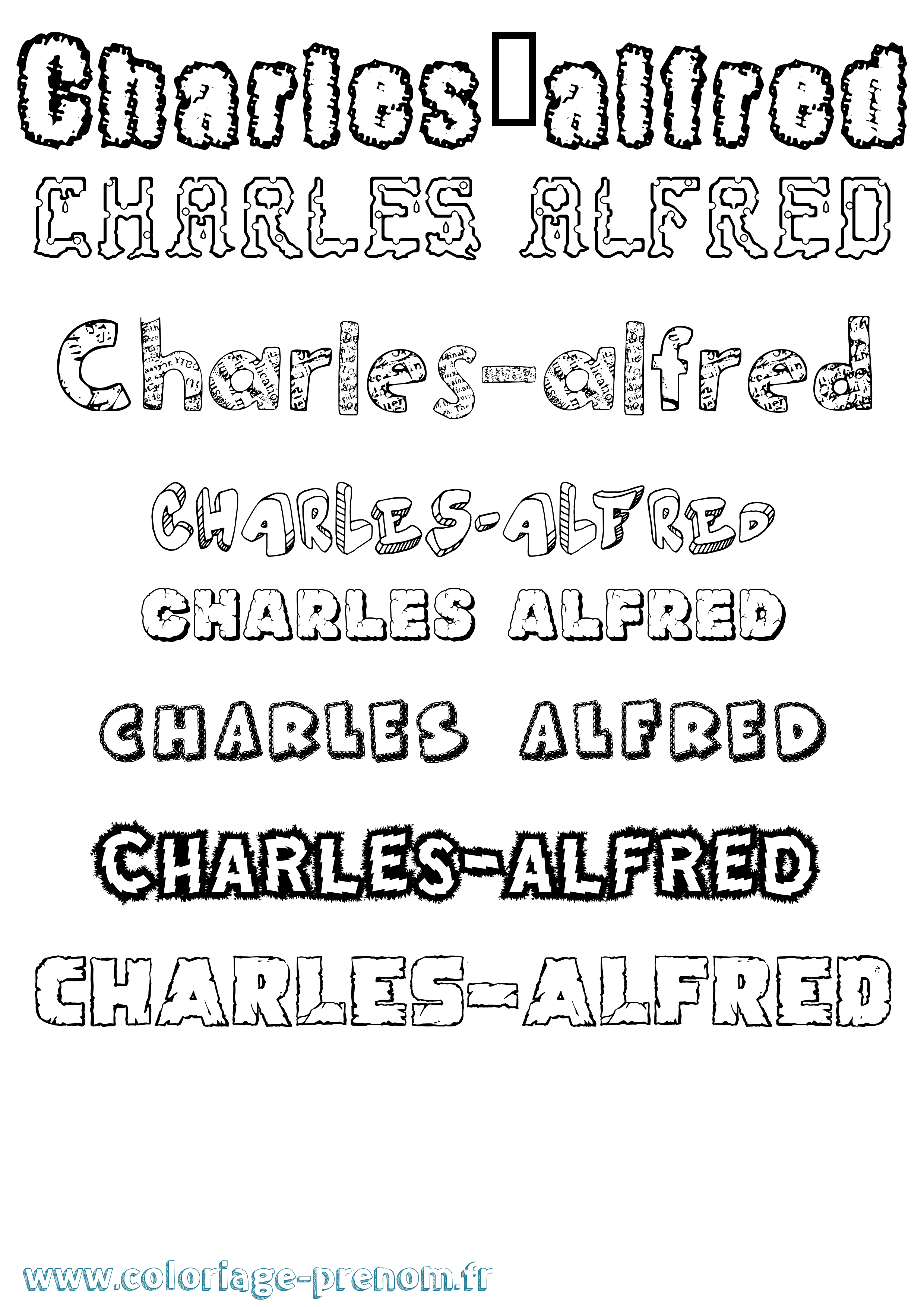 Coloriage Charles-Alfred Destructuré Coloriage prénom Charles-Alfred Destructuré