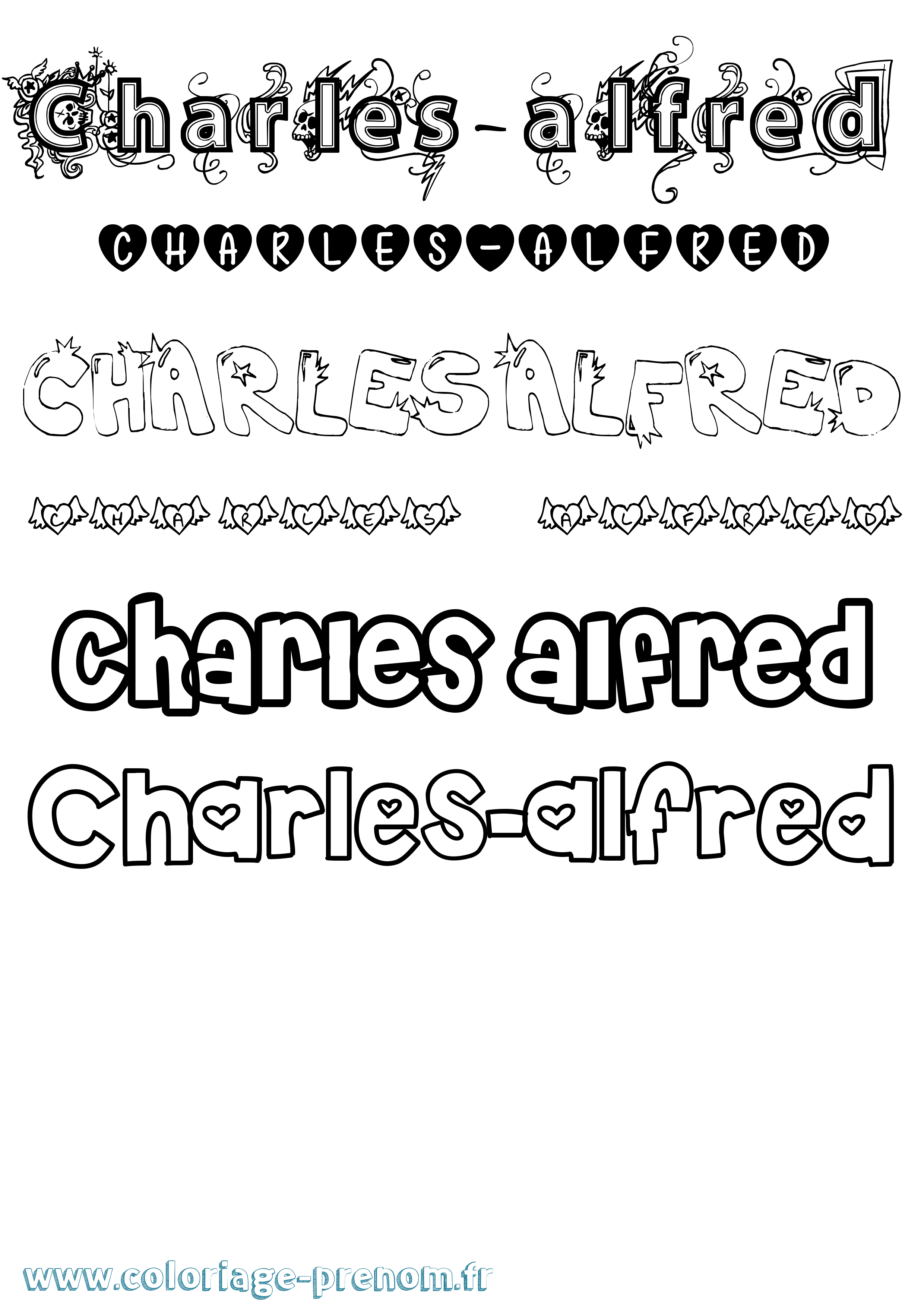 Coloriage Charles-Alfred Girly Coloriage prénom Charles-Alfred Girly
