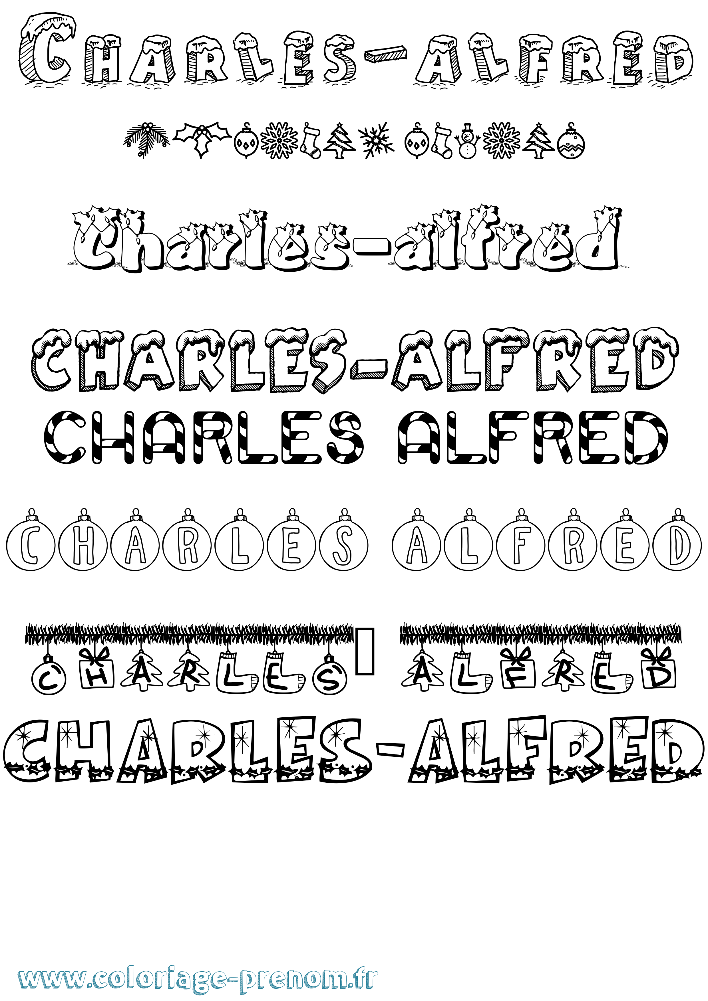 Coloriage Charles-Alfred Noël Coloriage prénom Charles-Alfred Noël