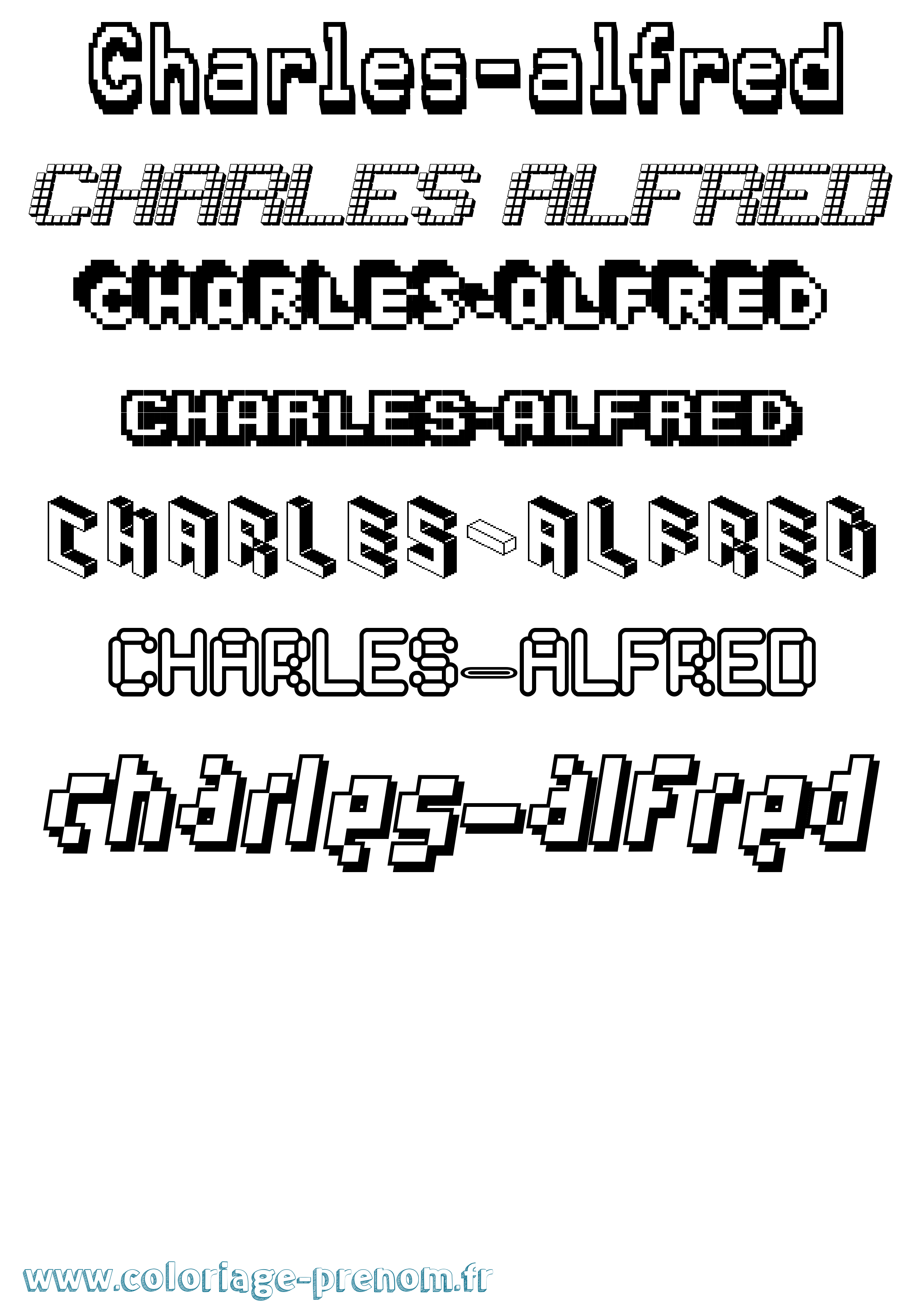 Coloriage Charles-Alfred Pixel Coloriage prénom Charles-Alfred Pixel