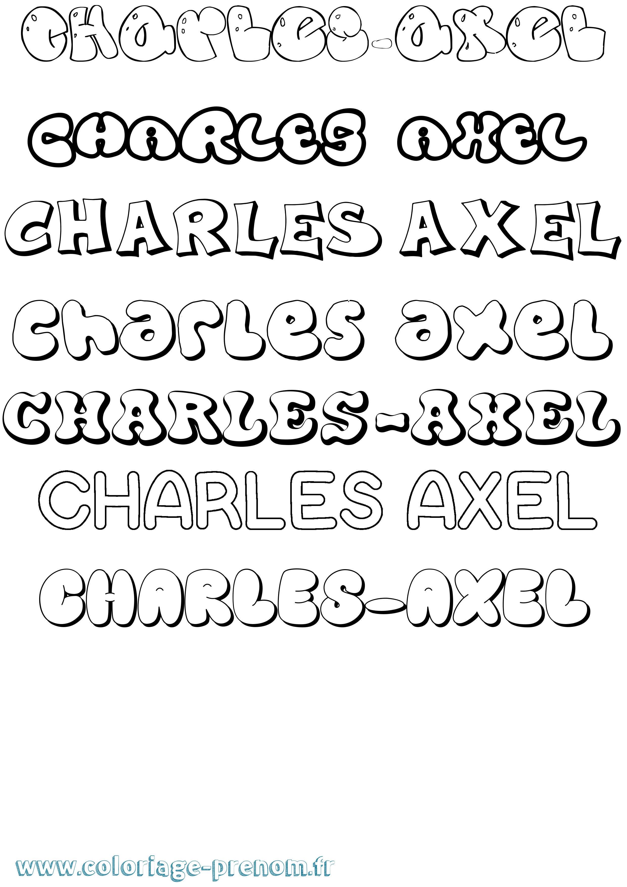 Coloriage Charles-Axel Bubble Coloriage prénom Charles-Axel Bubble