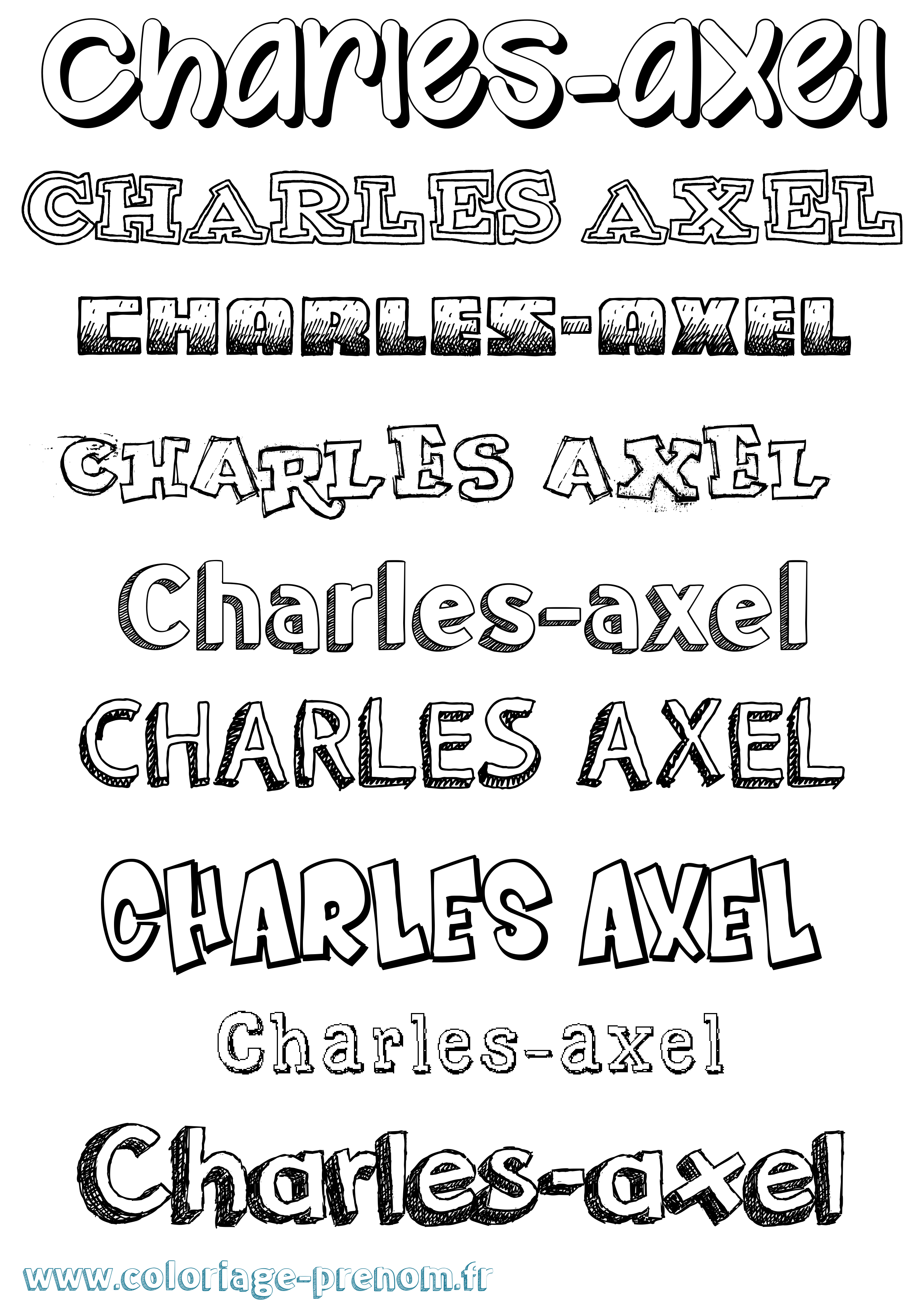 Coloriage Charles-Axel Dessiné Coloriage prénom Charles-Axel Dessiné