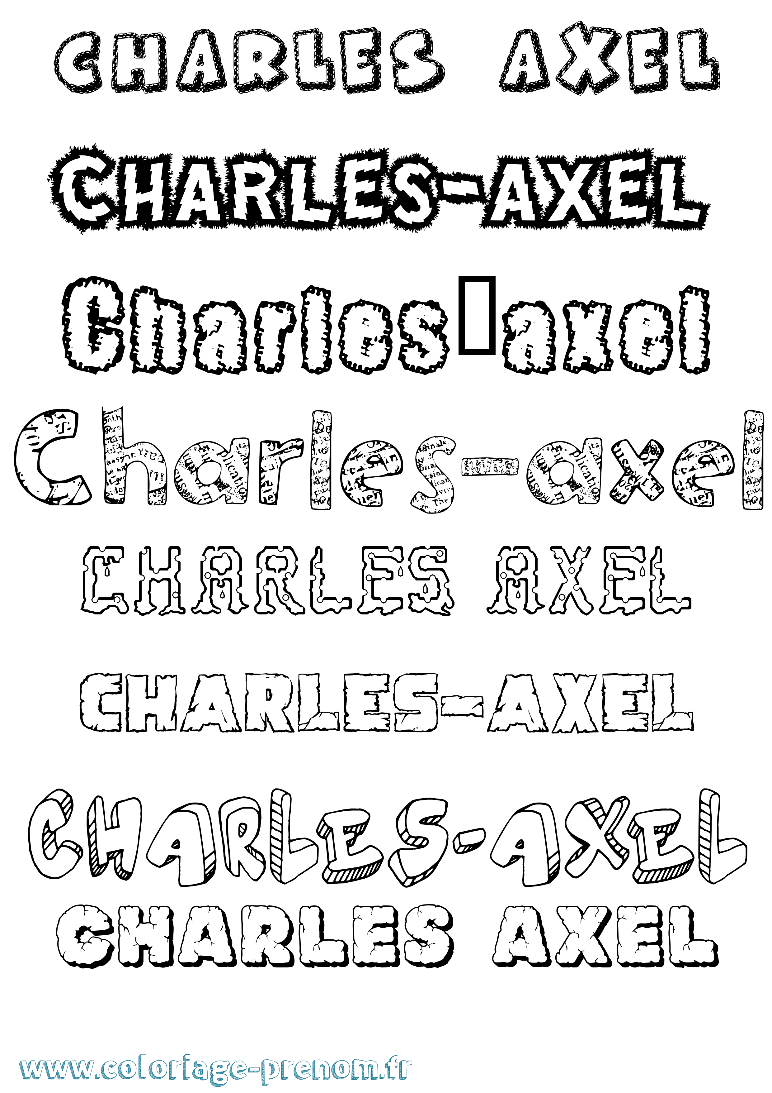 Coloriage Charles-Axel Destructuré Coloriage prénom Charles-Axel Destructuré