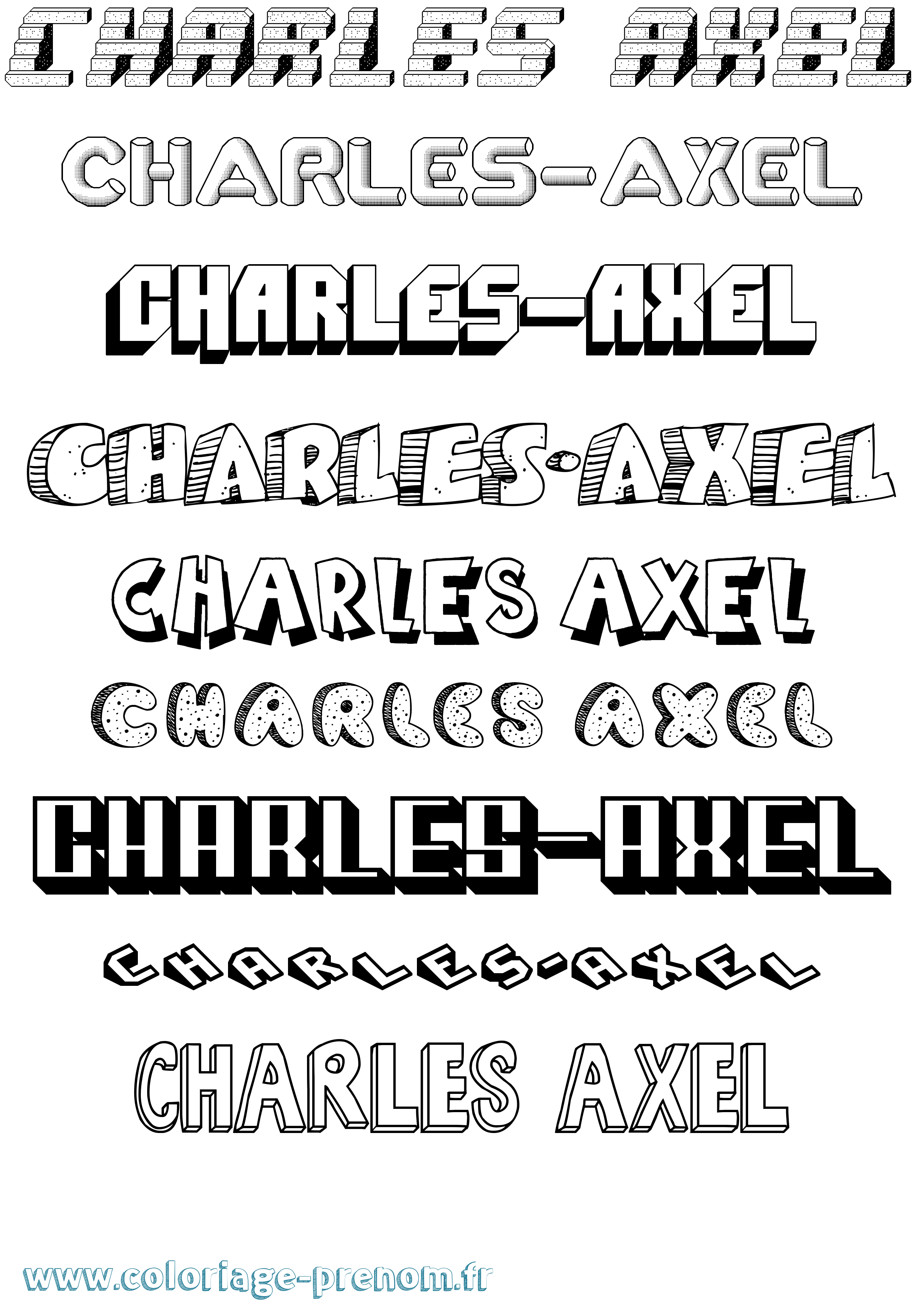 Coloriage Charles-Axel Effet 3D Coloriage prénom Charles-Axel Effet 3D