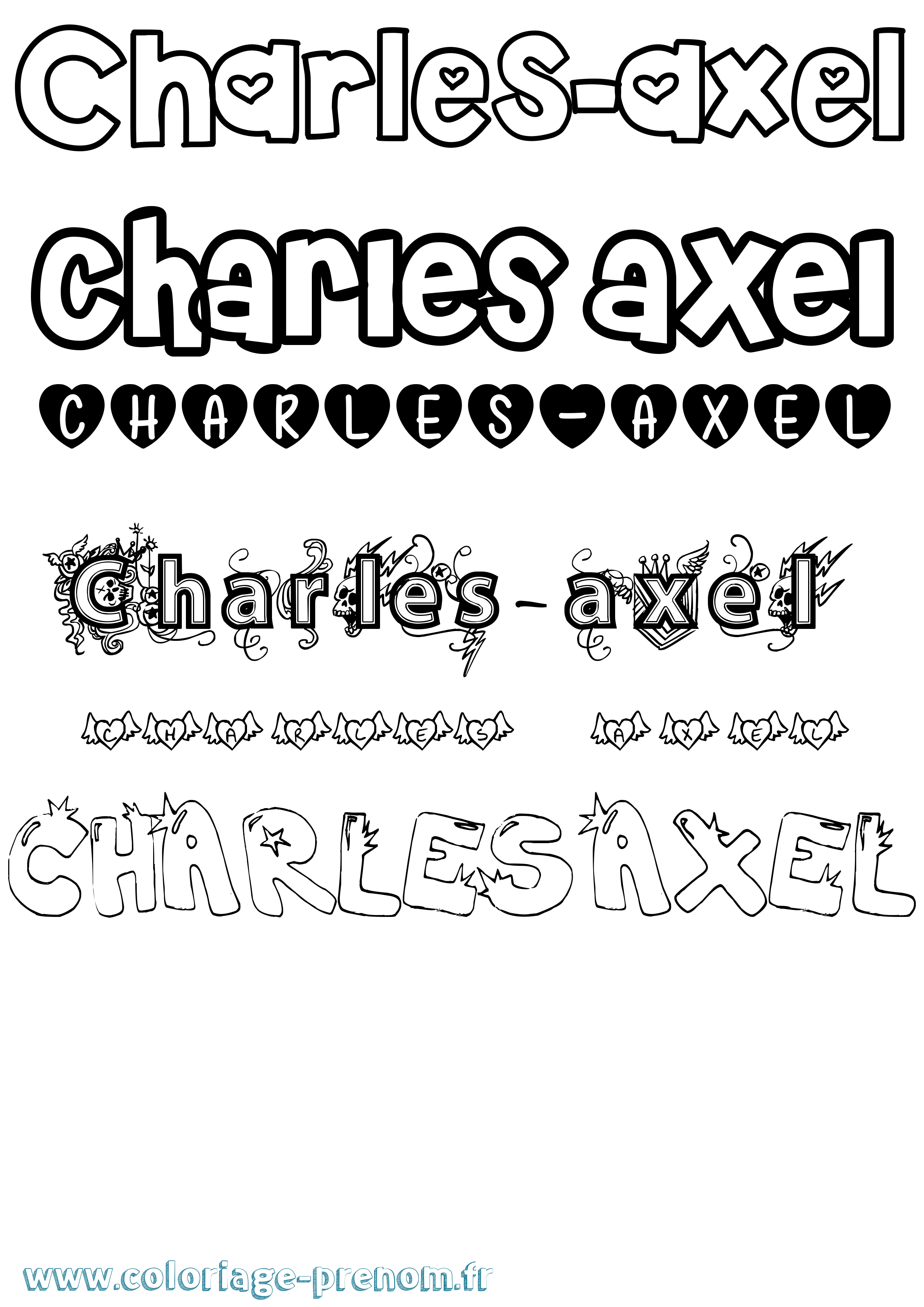 Coloriage Charles-Axel Girly Coloriage prénom Charles-Axel Girly