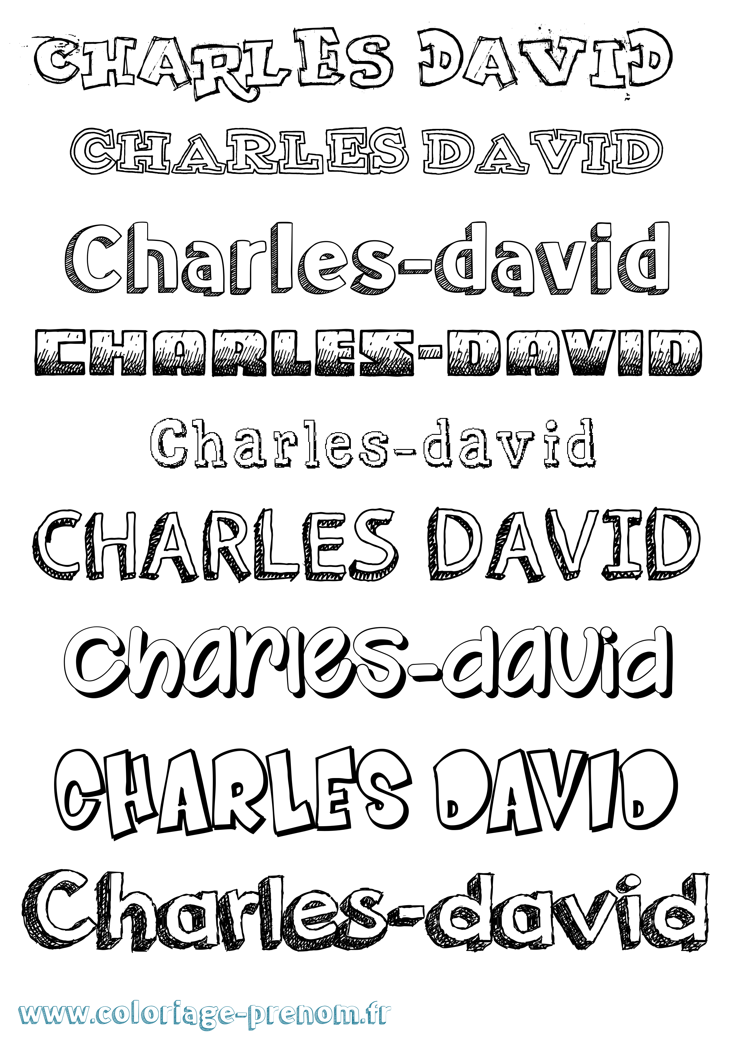 Coloriage Charles-David Dessiné Coloriage prénom Charles-David Dessiné