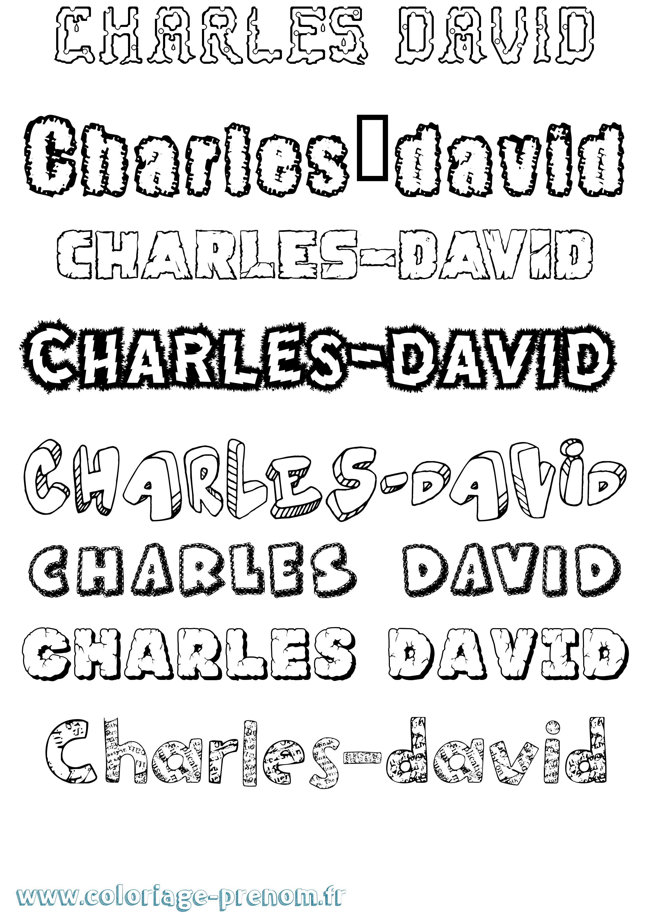 Coloriage Charles-David Destructuré Coloriage prénom Charles-David Destructuré