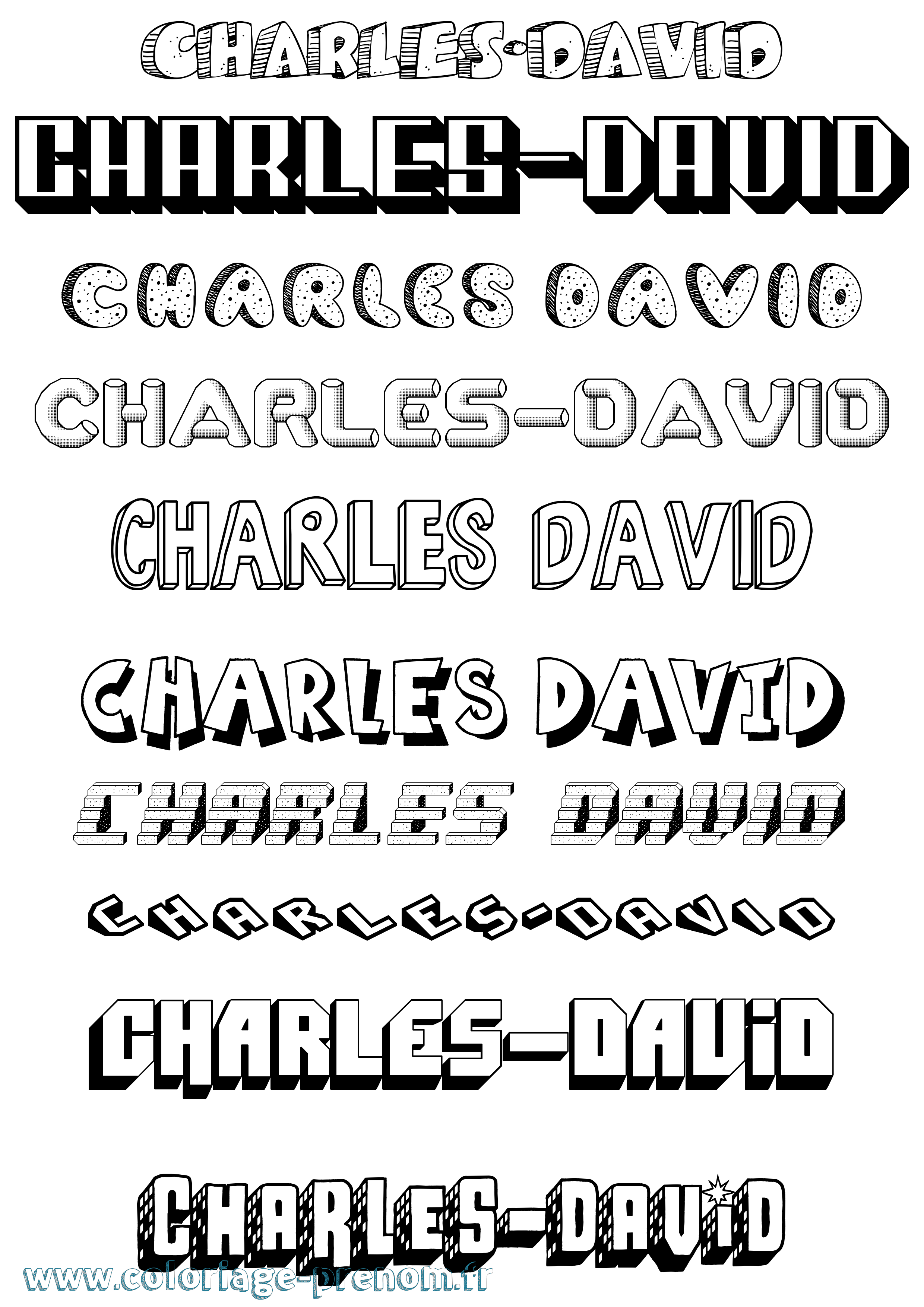 Coloriage Charles-David Effet 3D Coloriage prénom Charles-David Effet 3D