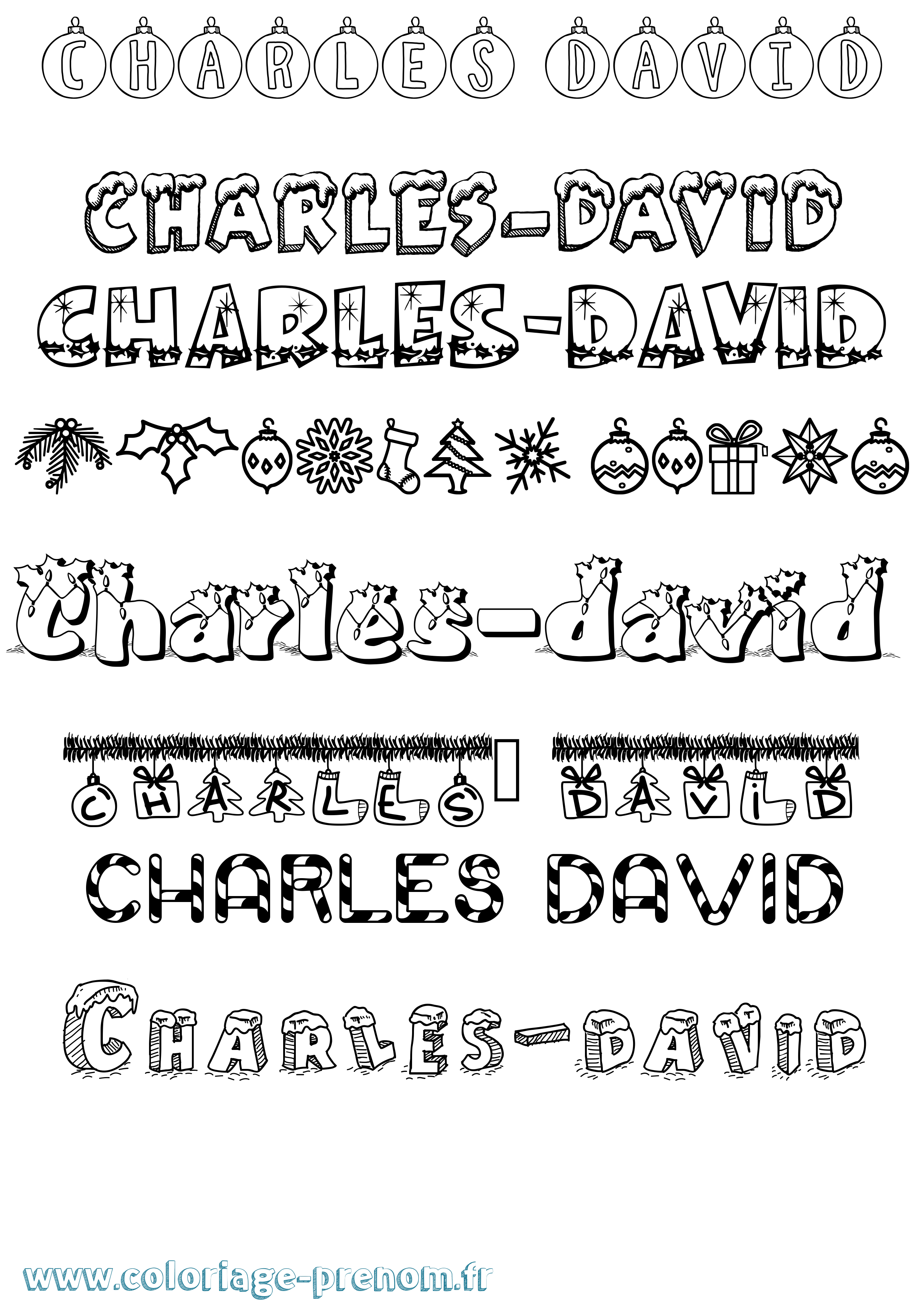 Coloriage Charles-David Noël Coloriage prénom Charles-David Noël