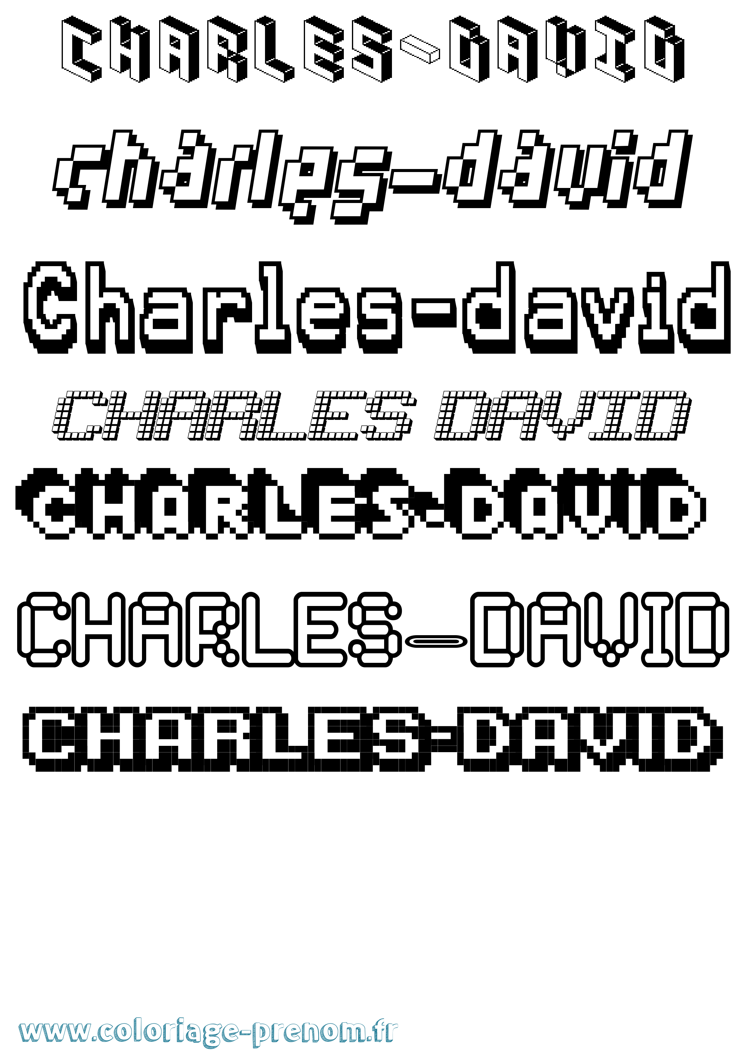 Coloriage Charles-David Pixel Coloriage prénom Charles-David Pixel