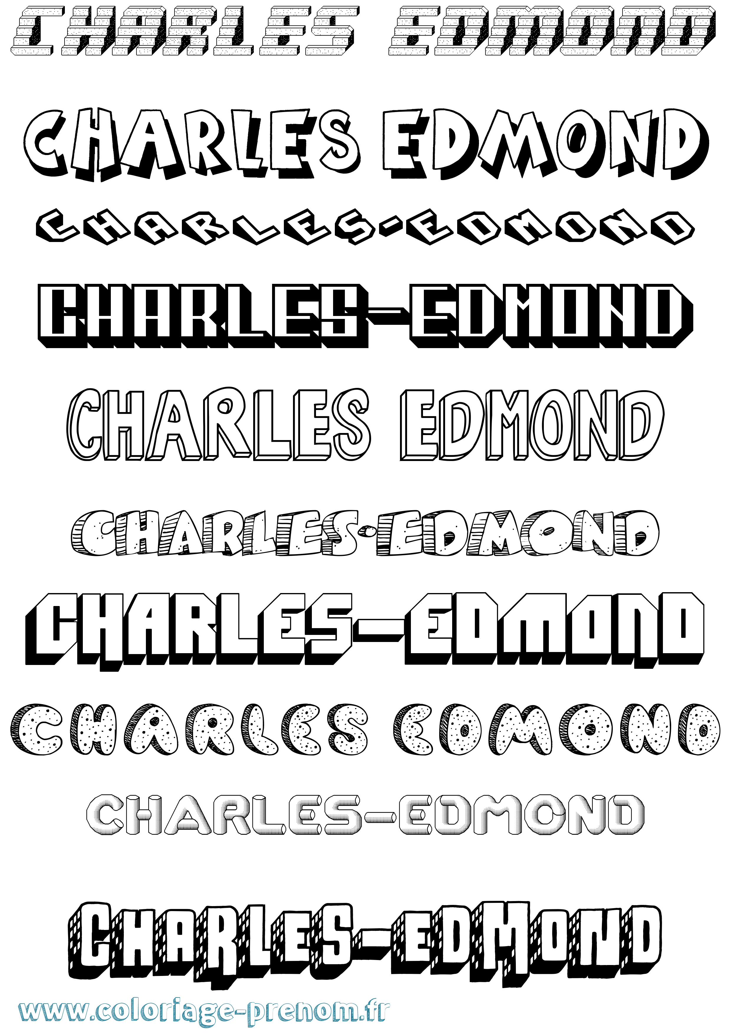 Coloriage Charles-Edmond Effet 3D Coloriage prénom Charles-Edmond Effet 3D