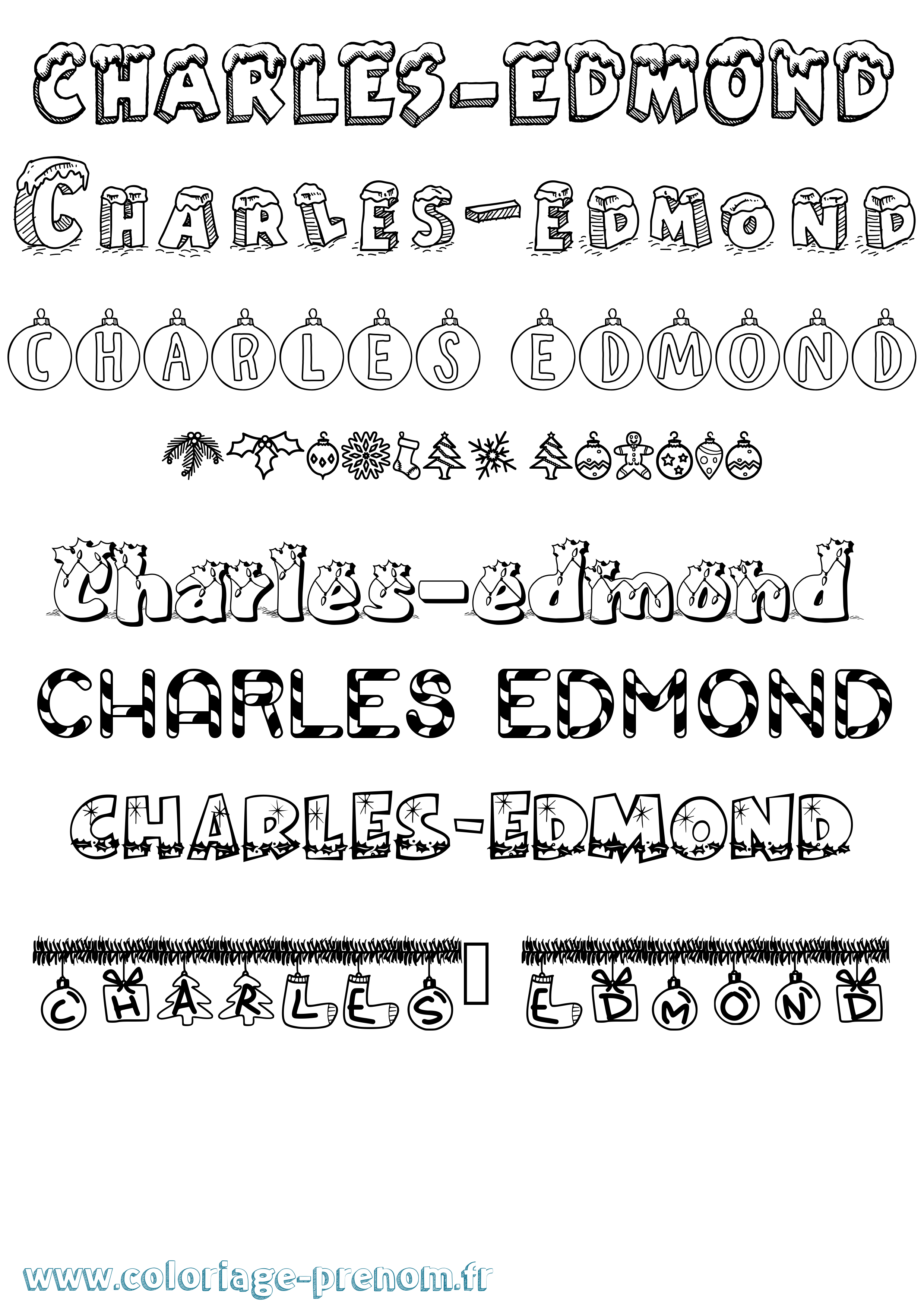 Coloriage Charles-Edmond Noël Coloriage prénom Charles-Edmond Noël