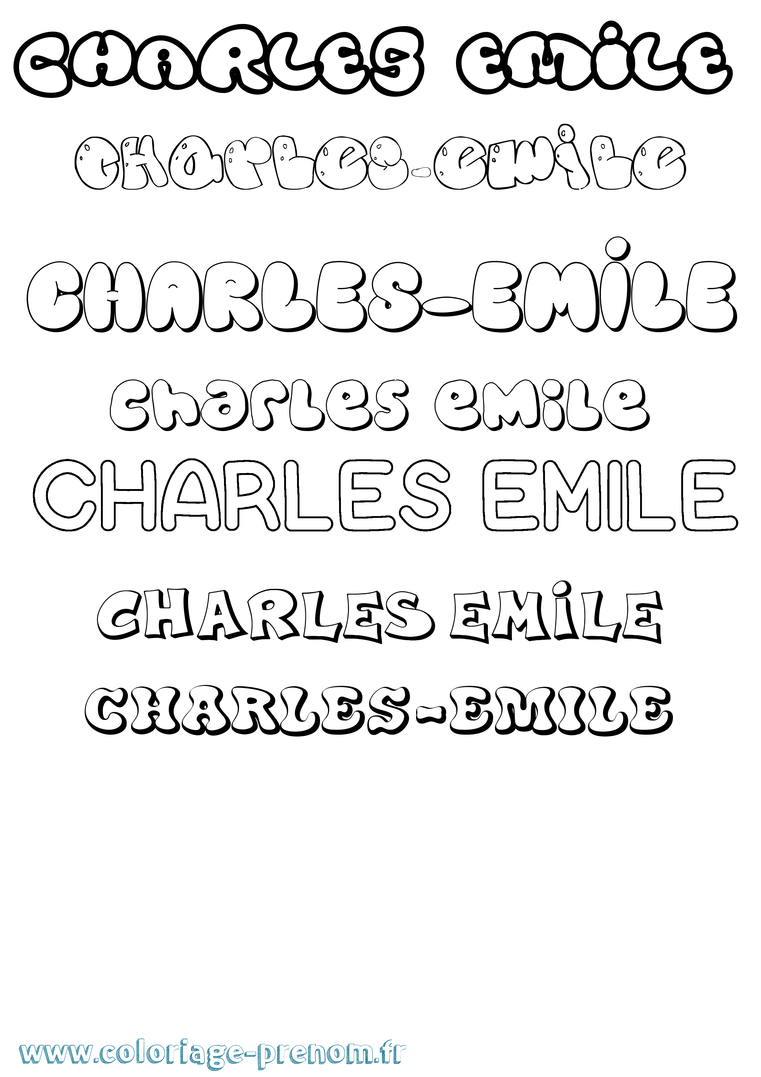 Coloriage Charles-Emile Bubble Coloriage prénom Charles-Emile Bubble