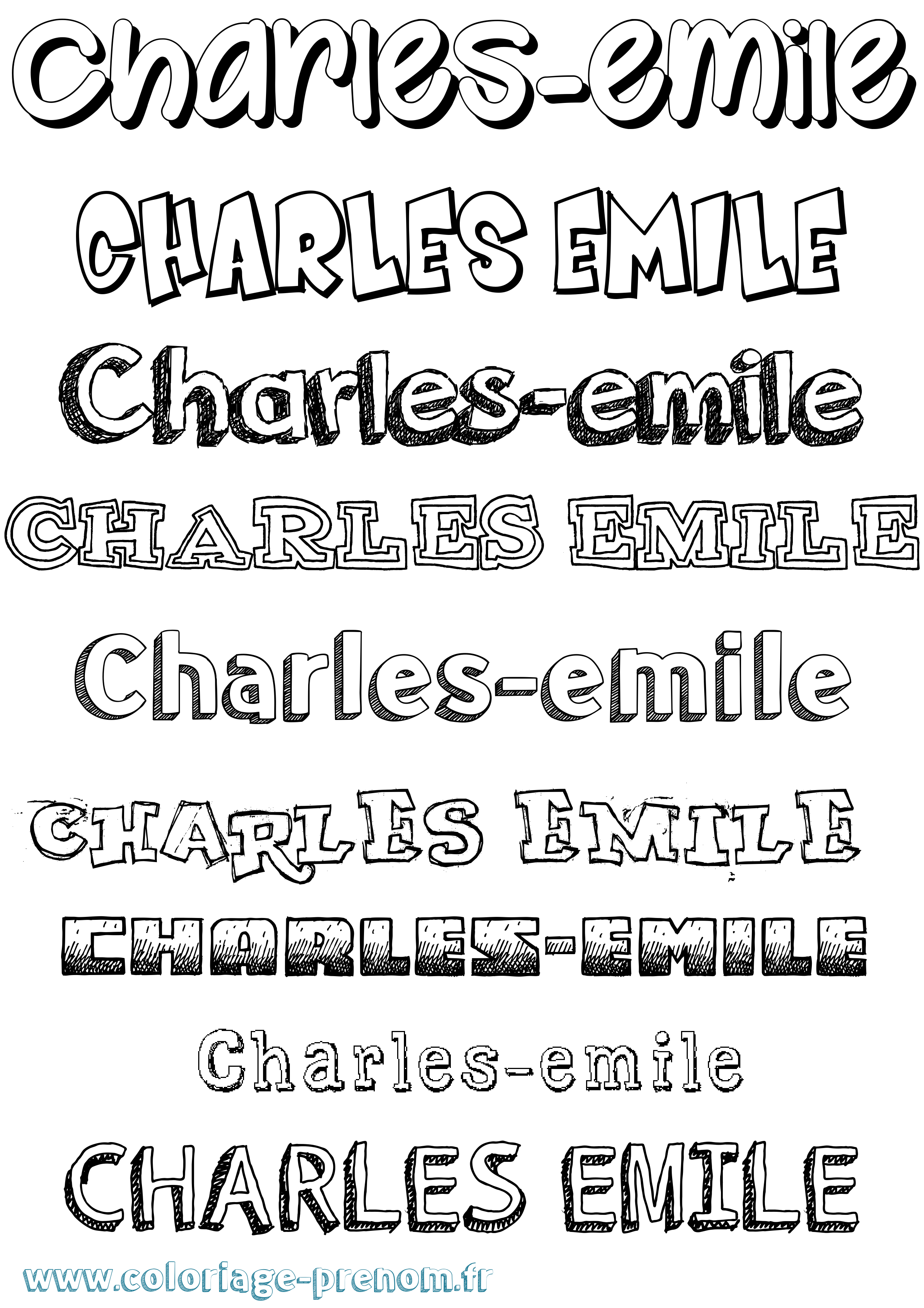 Coloriage Charles-Emile Dessiné Coloriage prénom Charles-Emile Dessiné