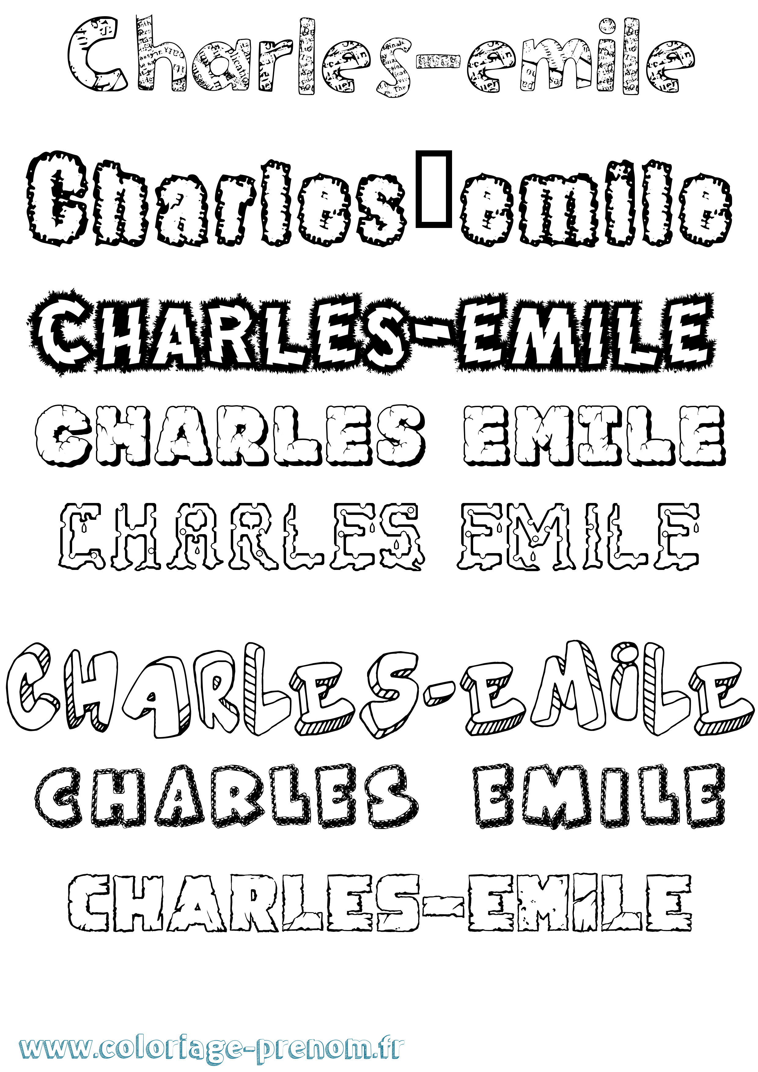 Coloriage Charles-Emile Destructuré Coloriage prénom Charles-Emile Destructuré