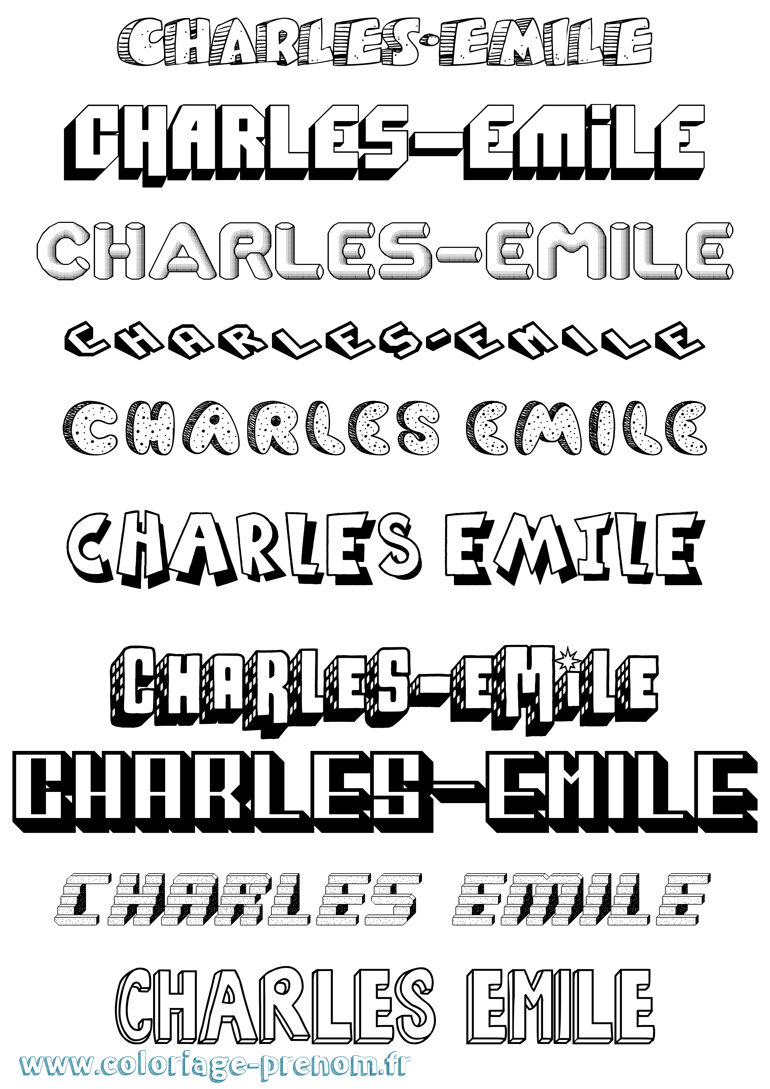 Coloriage Charles-Emile Effet 3D Coloriage prénom Charles-Emile Effet 3D