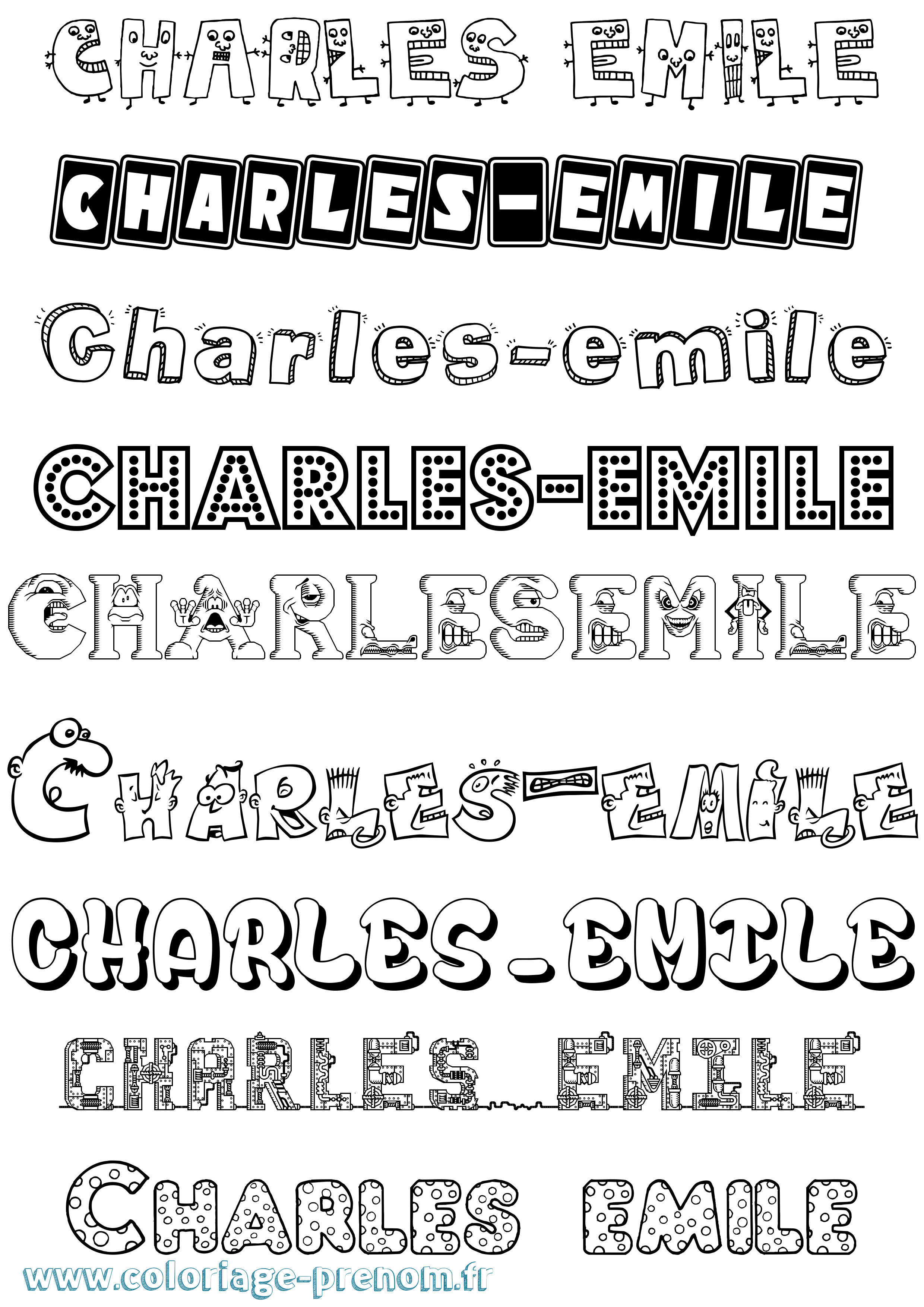 Coloriage Charles-Emile Fun Coloriage prénom Charles-Emile Fun