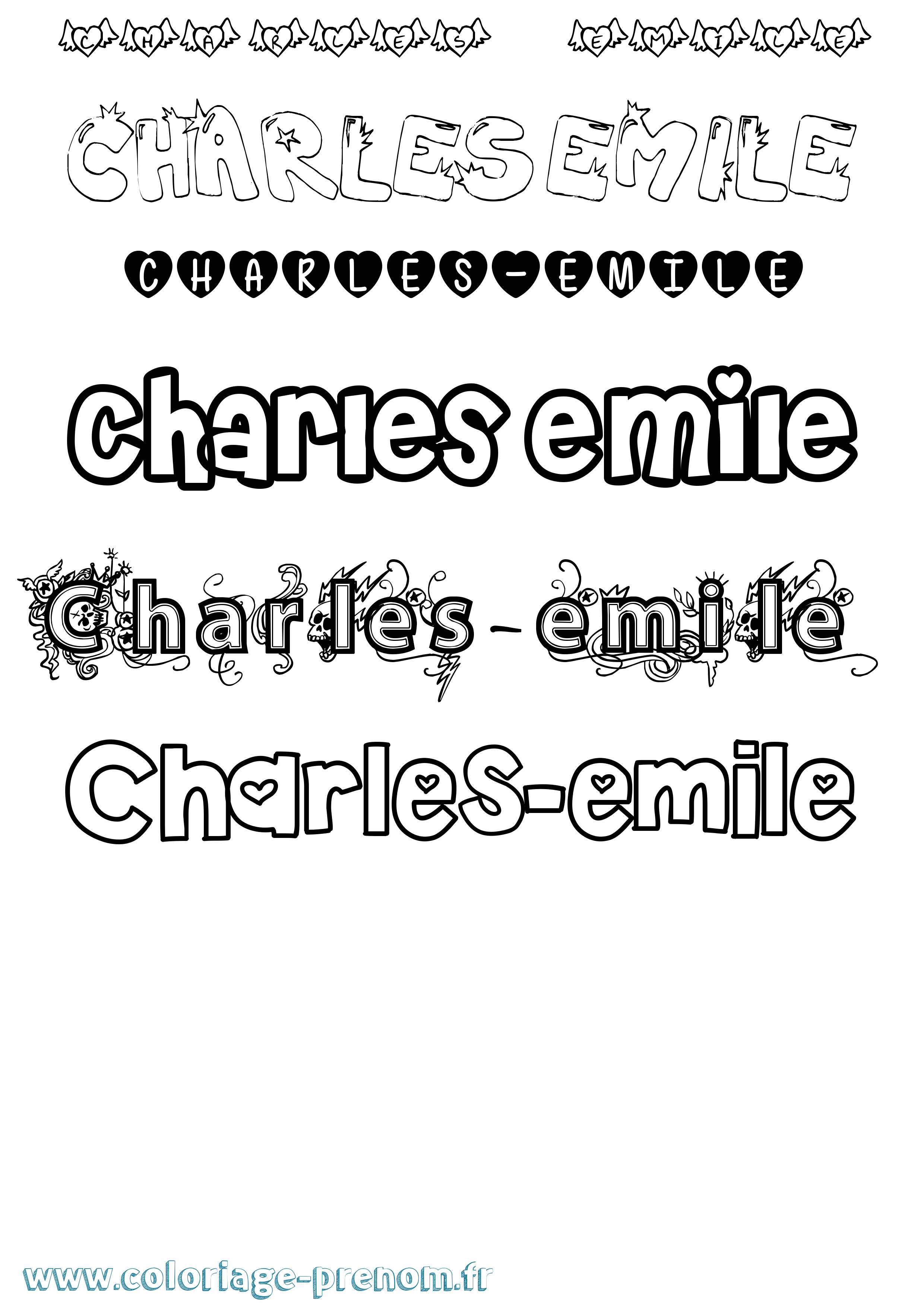 Coloriage Charles-Emile Girly Coloriage prénom Charles-Emile Girly