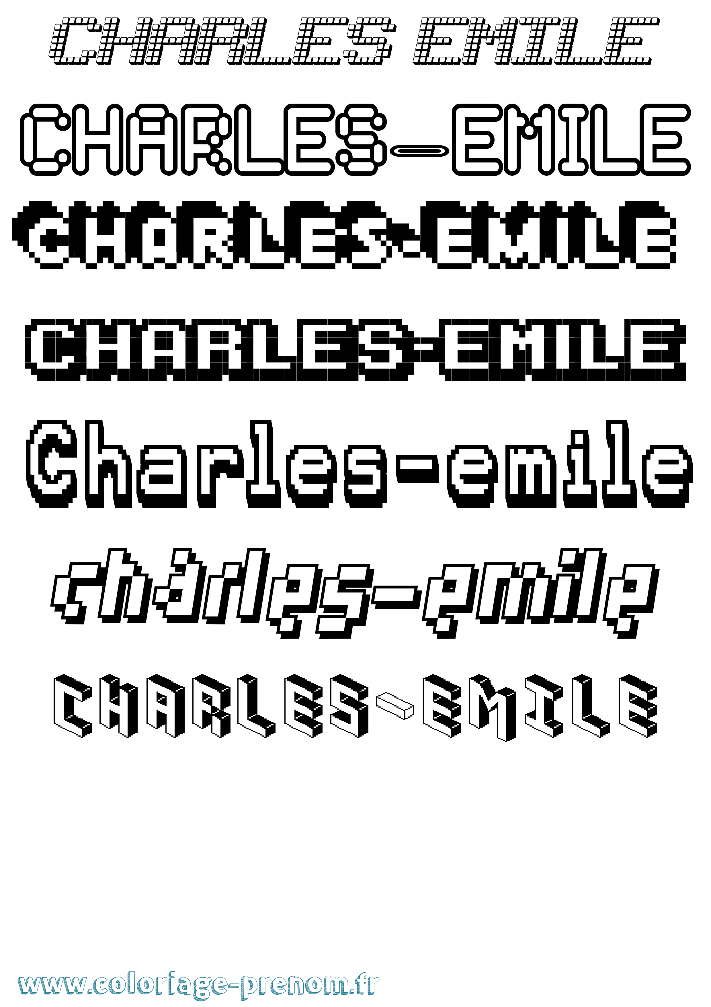 Coloriage Charles-Emile Pixel Coloriage prénom Charles-Emile Pixel