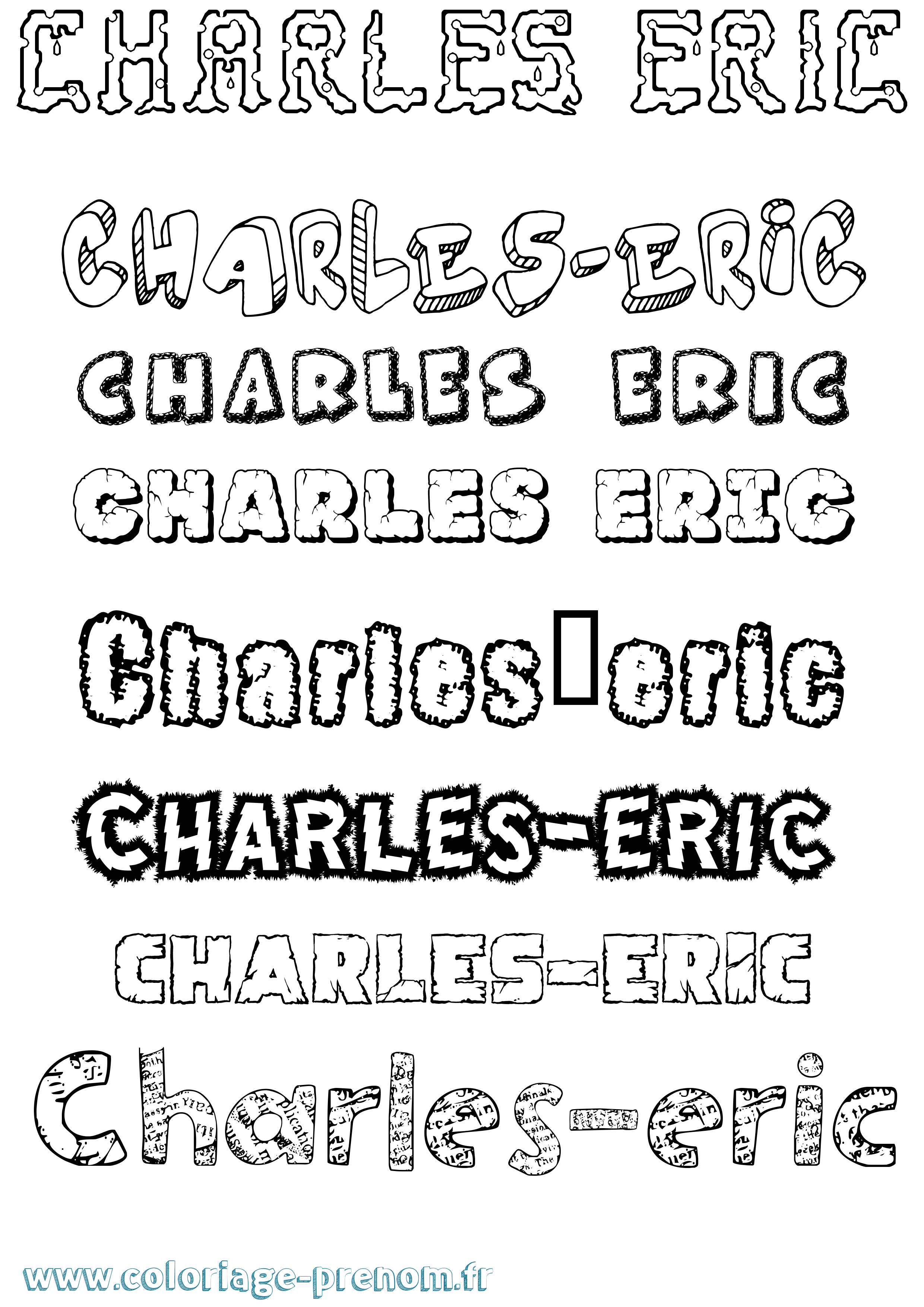 Coloriage Charles-Eric Destructuré Coloriage prénom Charles-Eric Destructuré