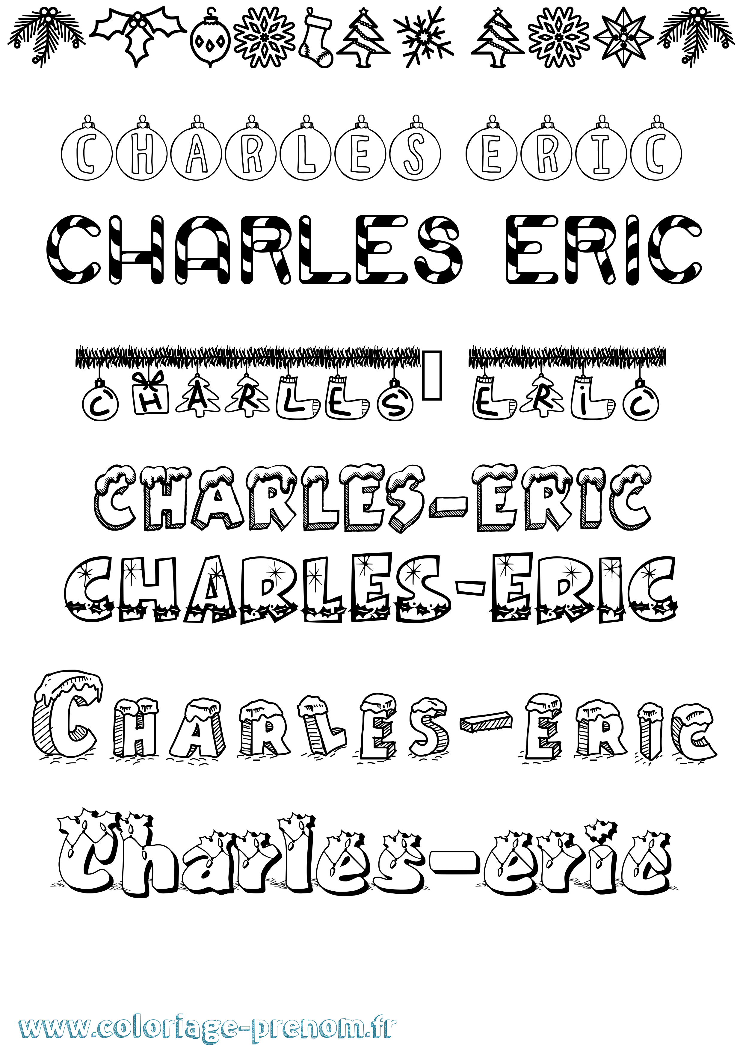 Coloriage Charles-Eric Noël Coloriage prénom Charles-Eric Noël