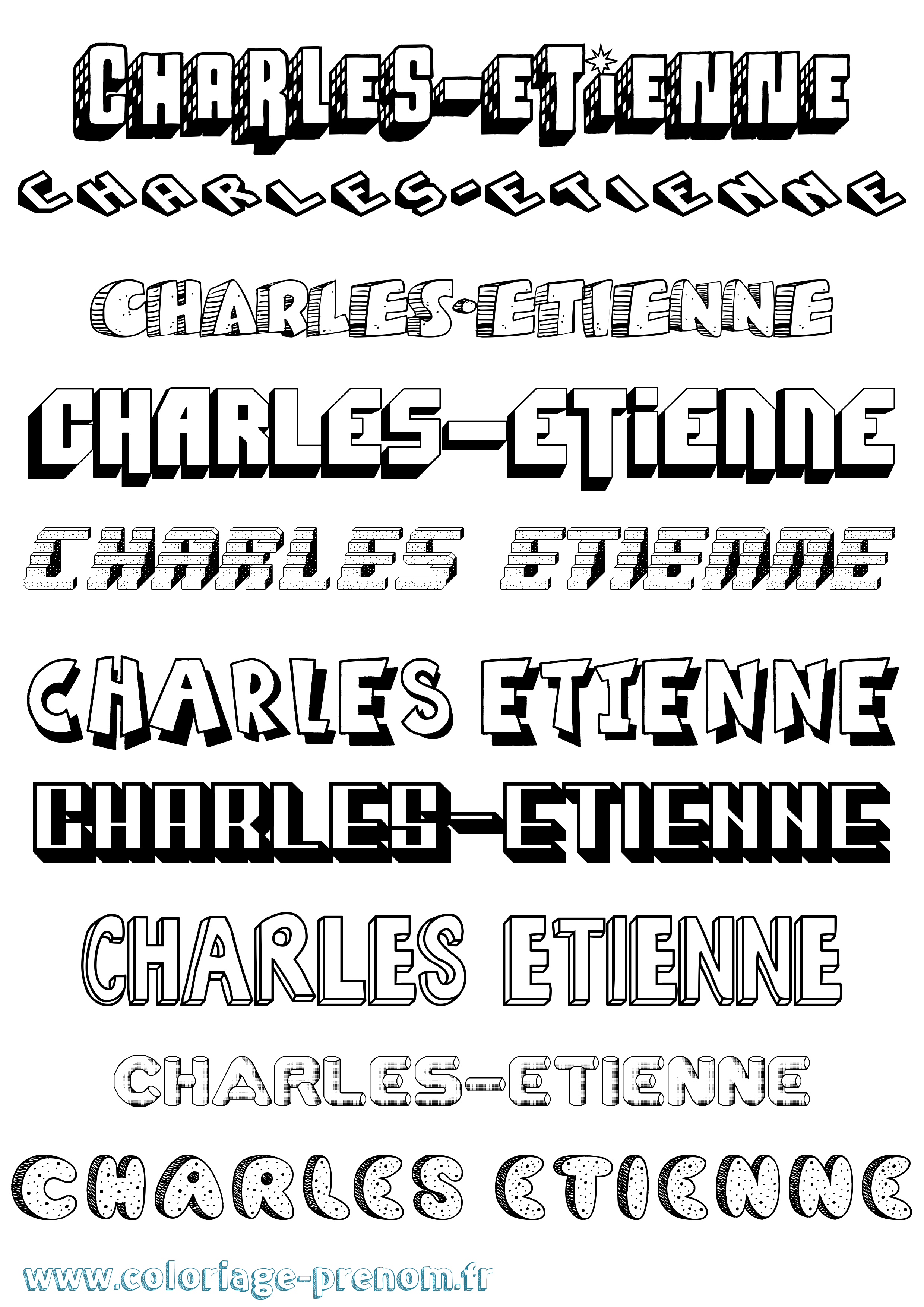 Coloriage Charles-Etienne Effet 3D Coloriage prénom Charles-Etienne Effet 3D