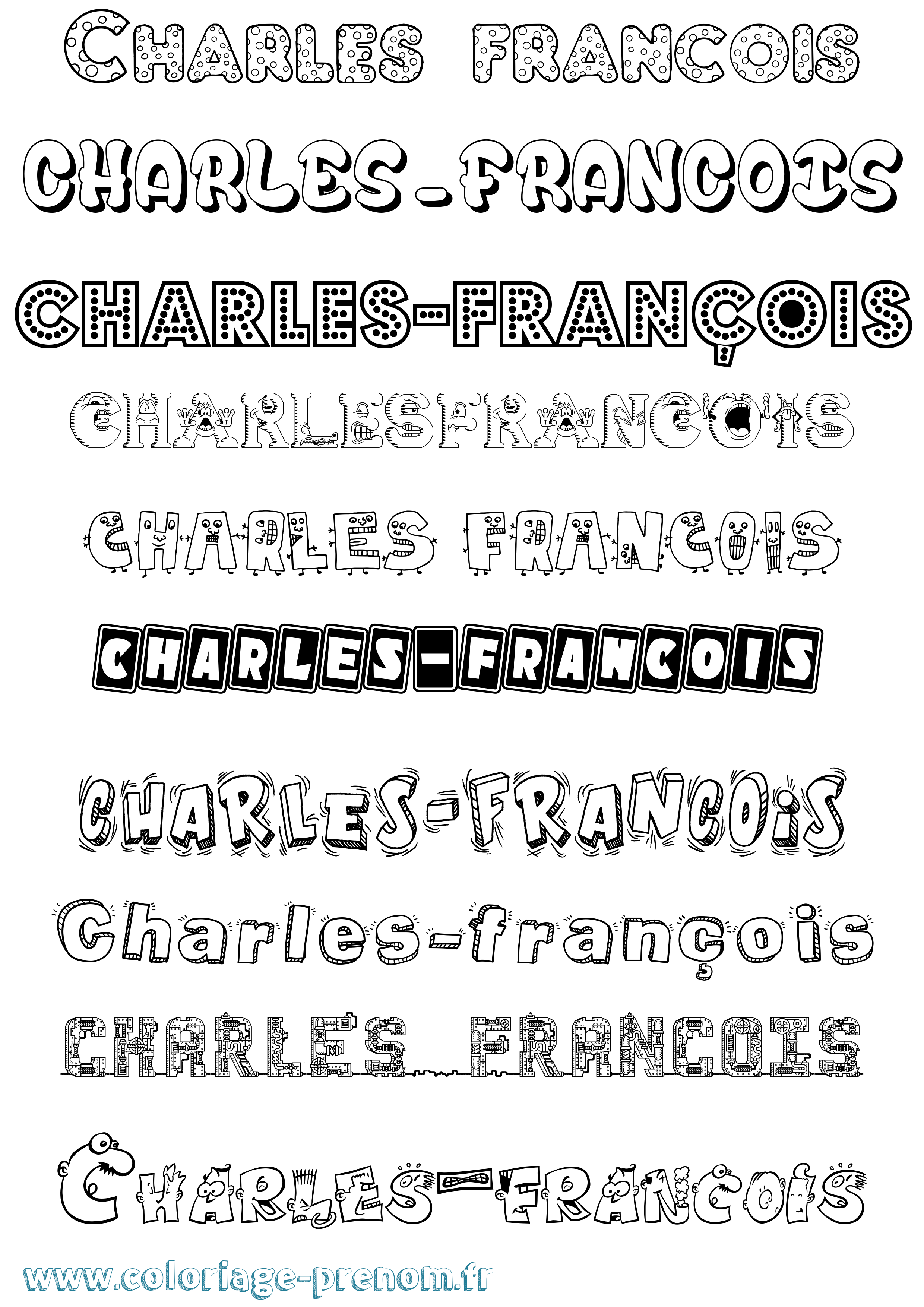Coloriage Charles-François Fun Coloriage prénom Charles-François Fun
