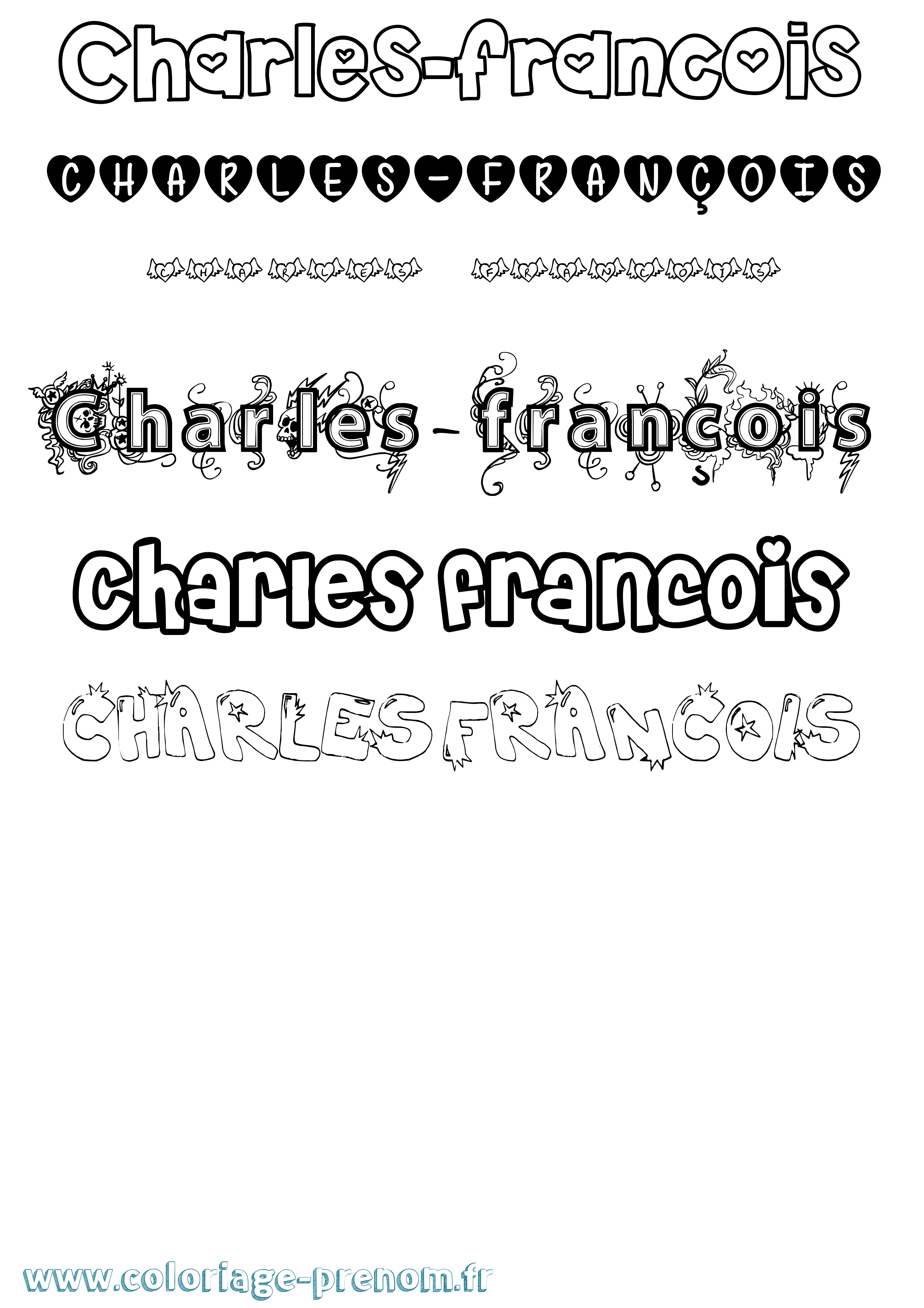 Coloriage Charles-François Girly Coloriage prénom Charles-François Girly