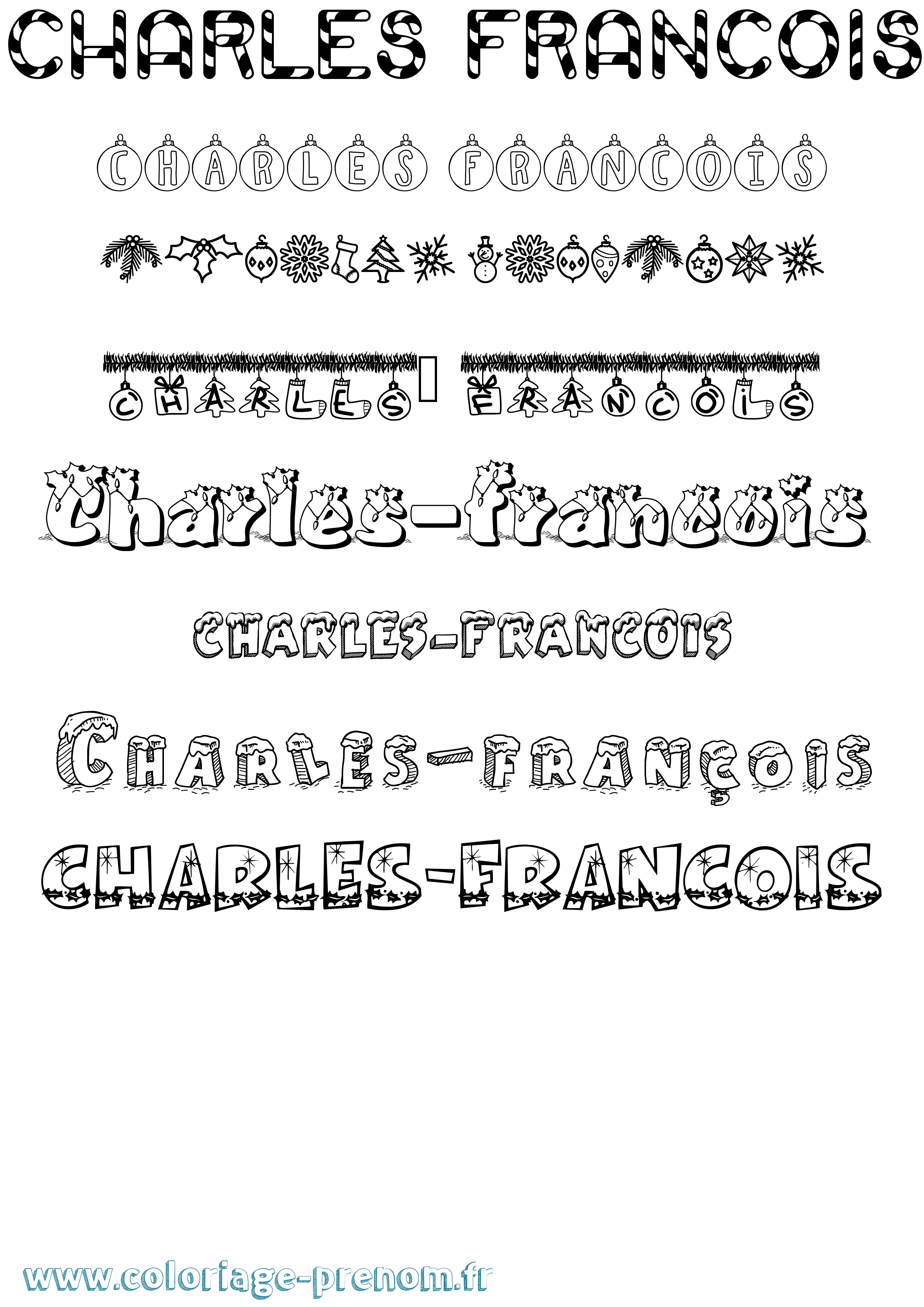 Coloriage Charles-François Noël Coloriage prénom Charles-François Noël