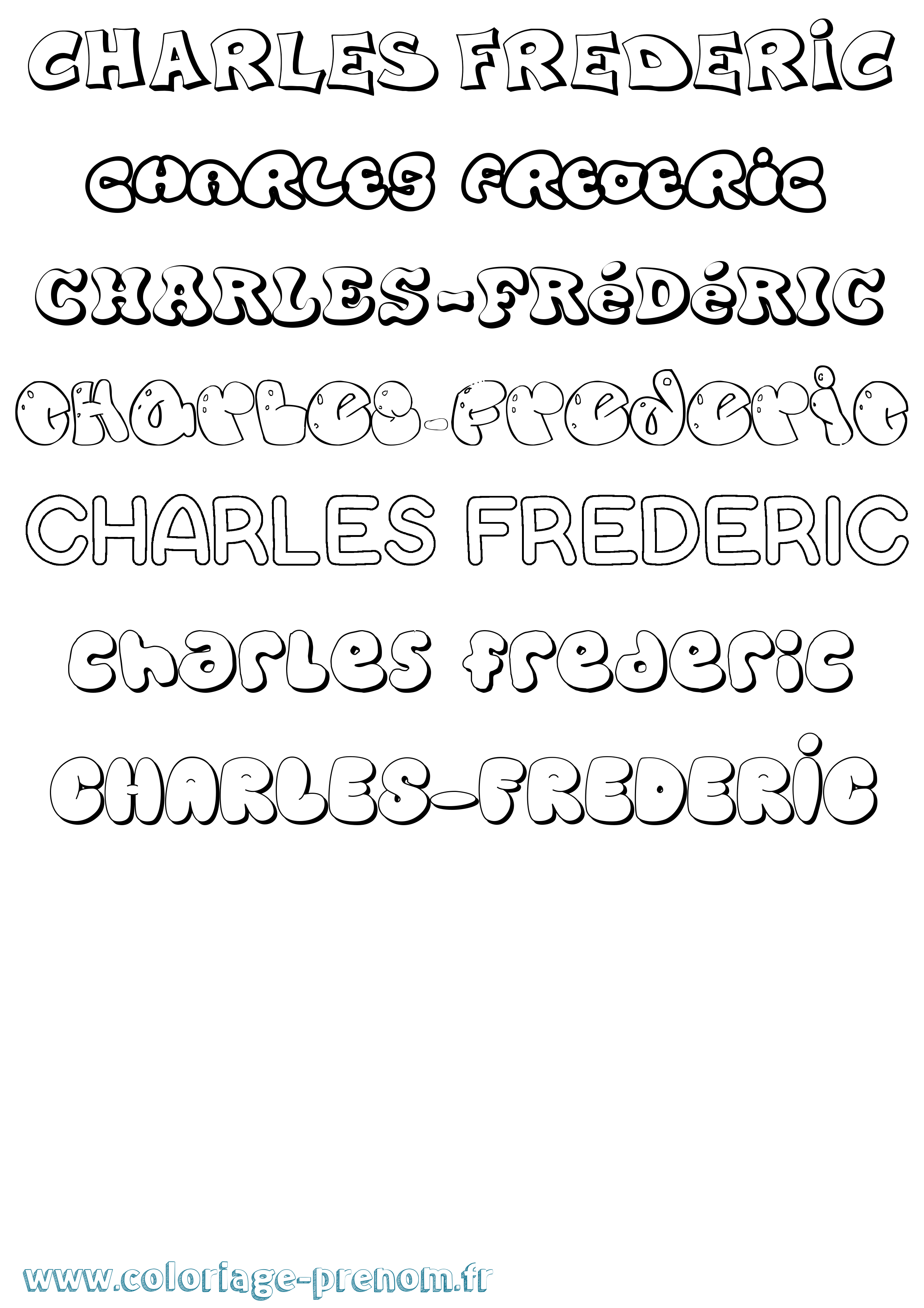 Coloriage Charles-Frédéric Bubble Coloriage prénom Charles-Frédéric Bubble