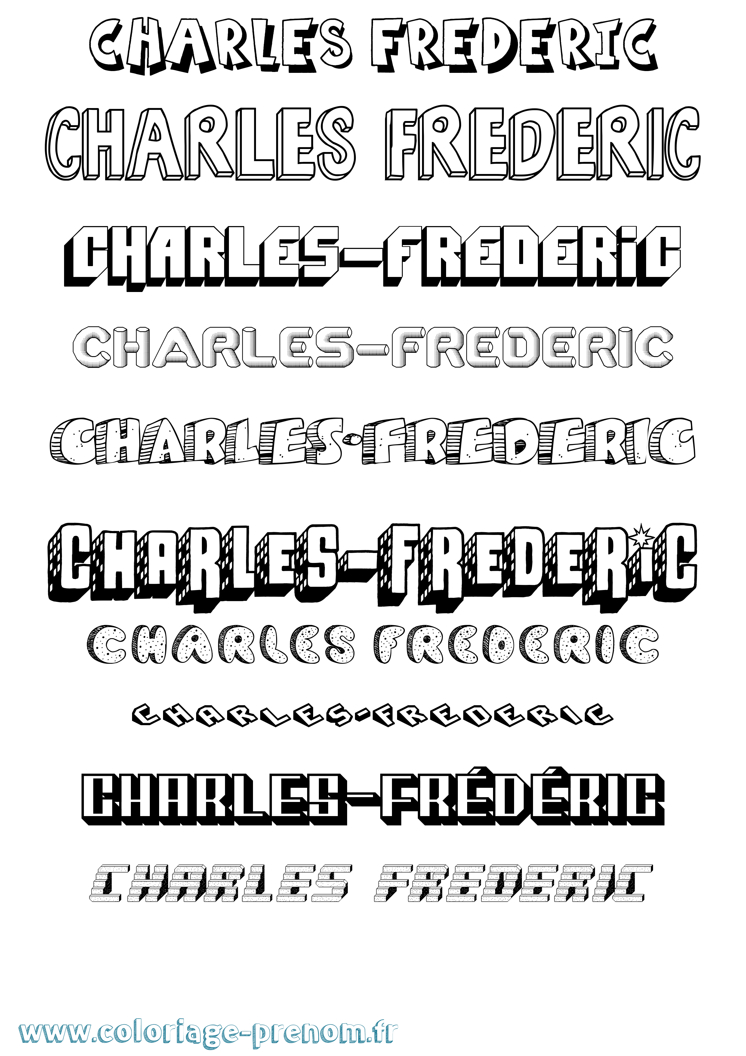 Coloriage Charles-Frédéric Effet 3D Coloriage prénom Charles-Frédéric Effet 3D