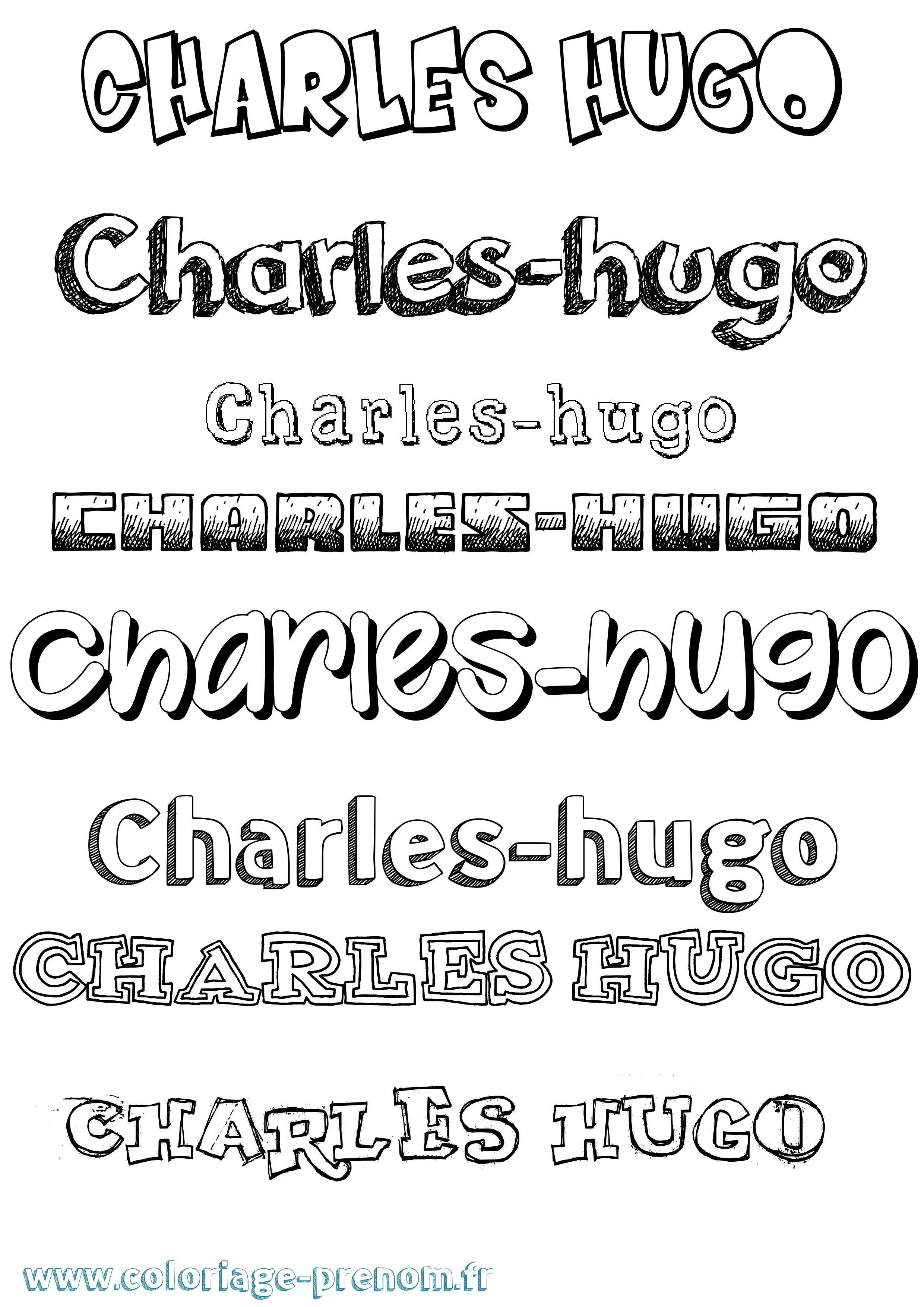 Coloriage Charles-Hugo Dessiné Coloriage prénom Charles-Hugo Dessiné
