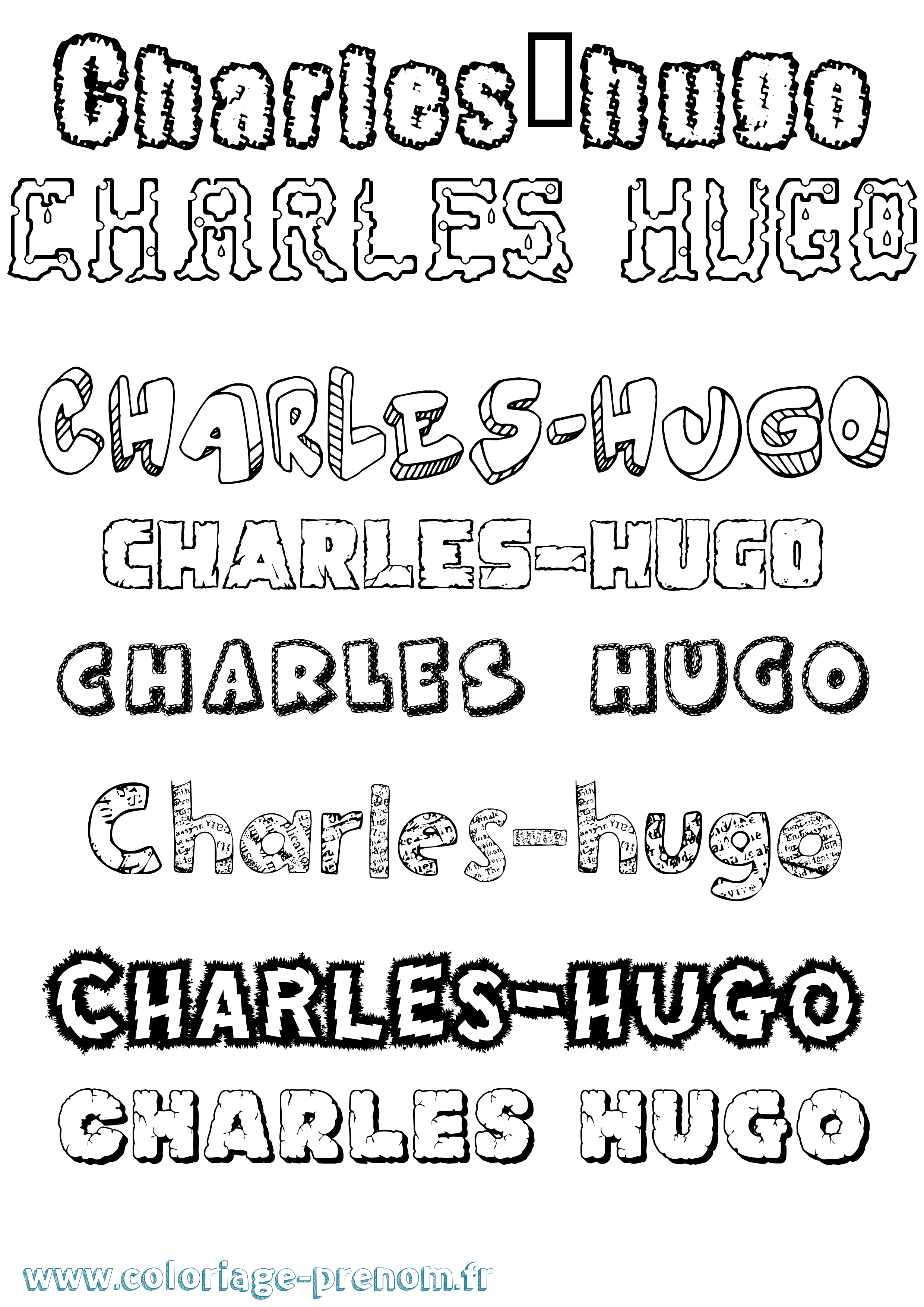 Coloriage Charles-Hugo Destructuré Coloriage prénom Charles-Hugo Destructuré