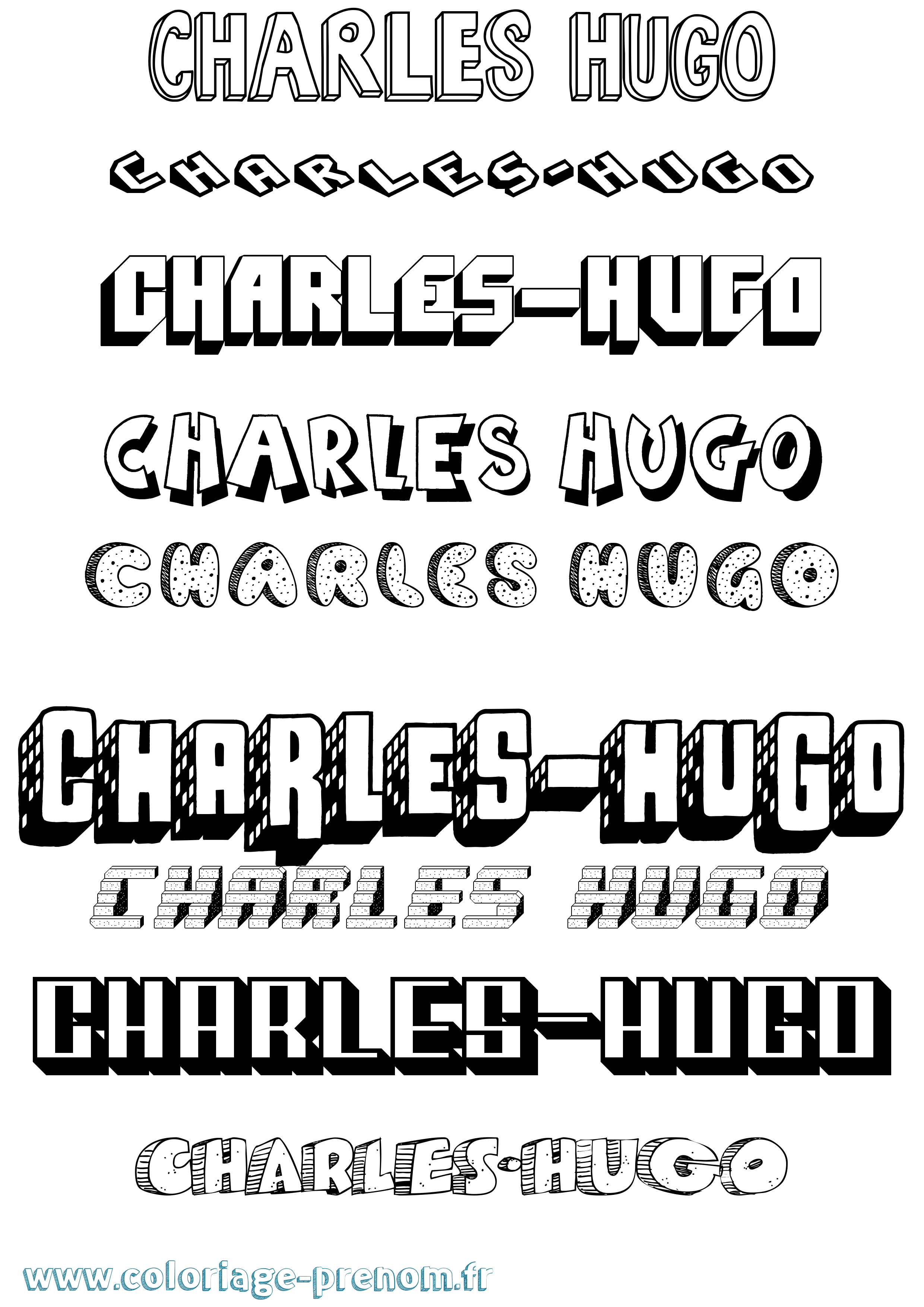 Coloriage Charles-Hugo Effet 3D Coloriage prénom Charles-Hugo Effet 3D