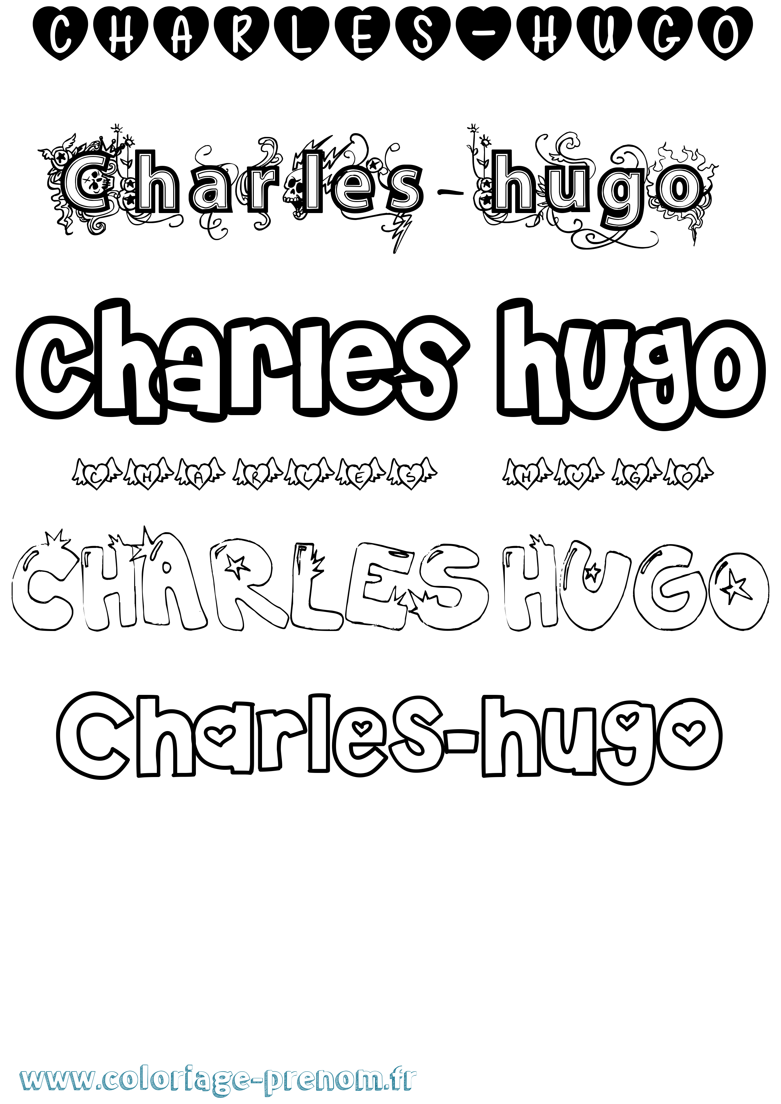 Coloriage Charles-Hugo Girly Coloriage prénom Charles-Hugo Girly