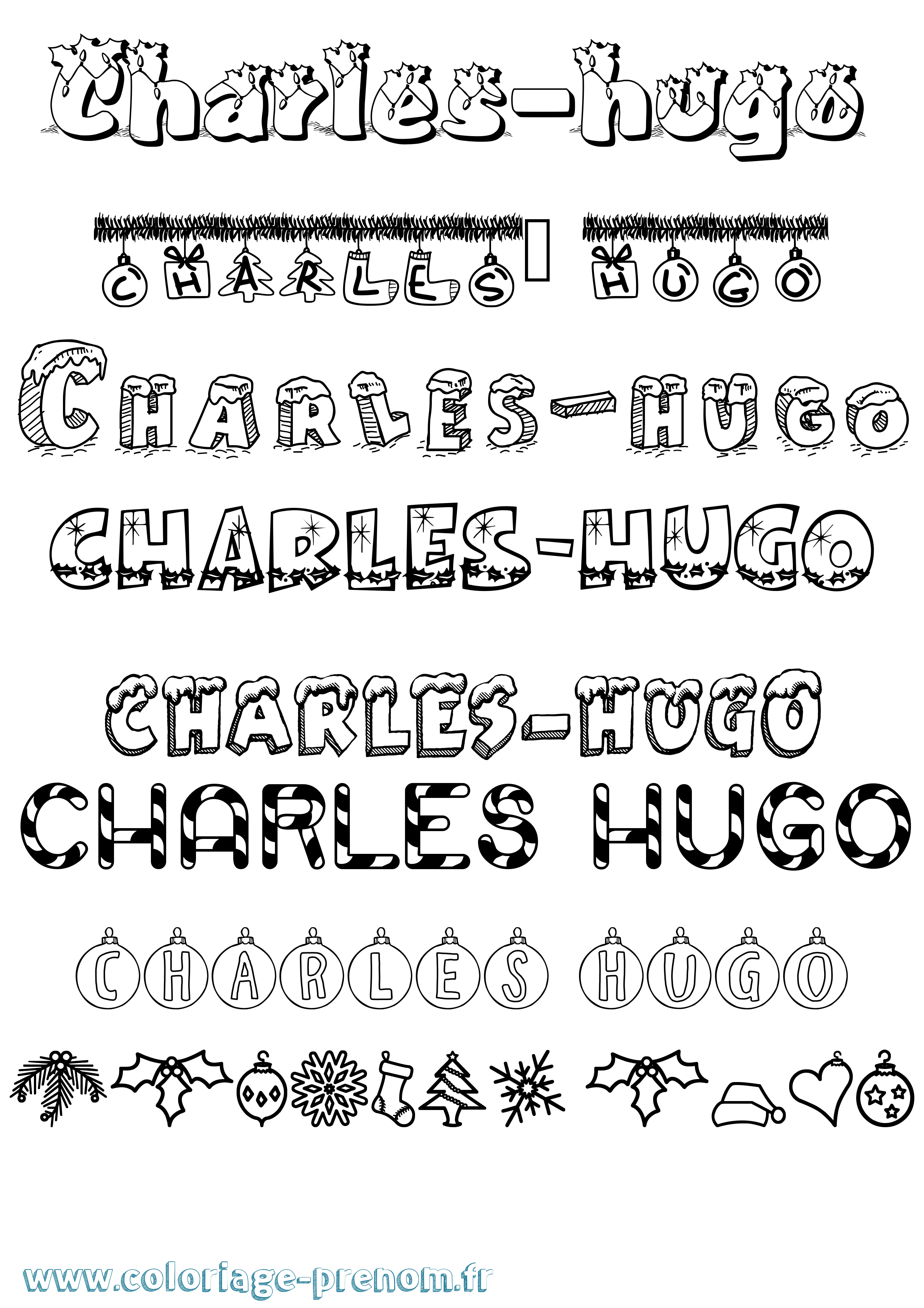 Coloriage Charles-Hugo Noël Coloriage prénom Charles-Hugo Noël