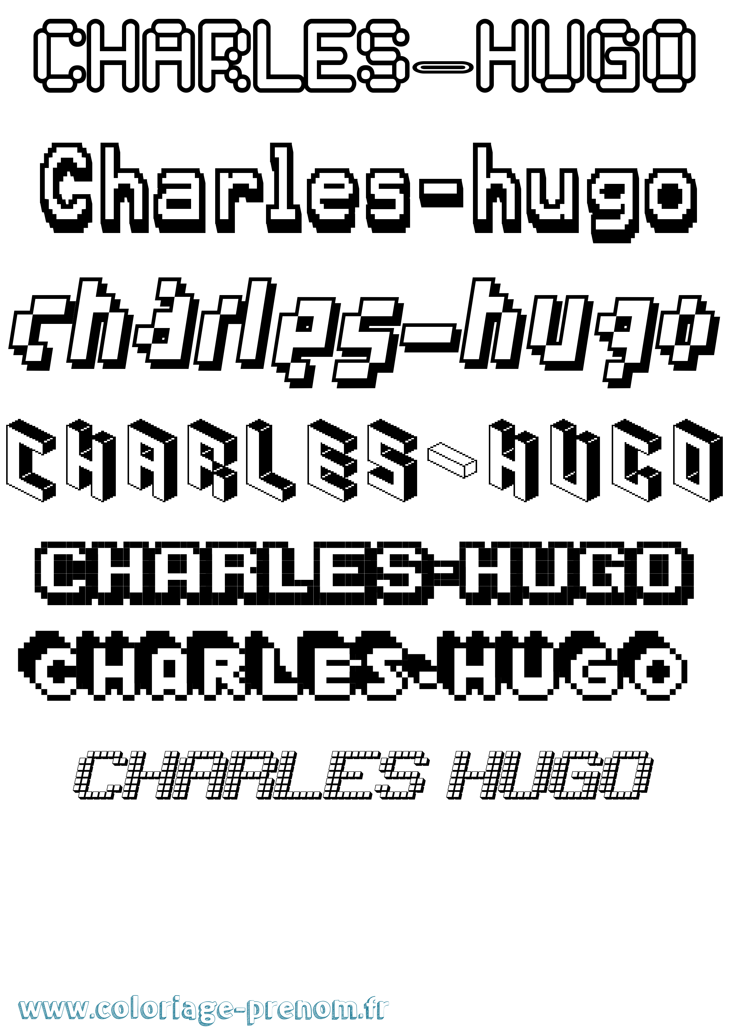 Coloriage Charles-Hugo Pixel Coloriage prénom Charles-Hugo Pixel