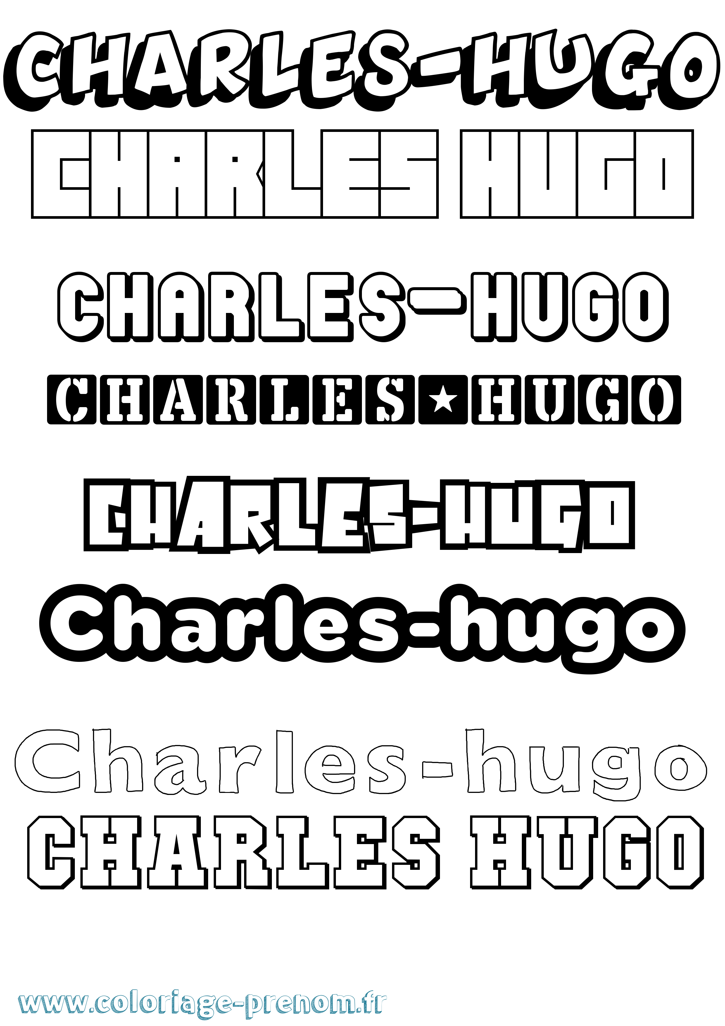 Coloriage Charles-Hugo Simple Coloriage prénom Charles-Hugo Simple
