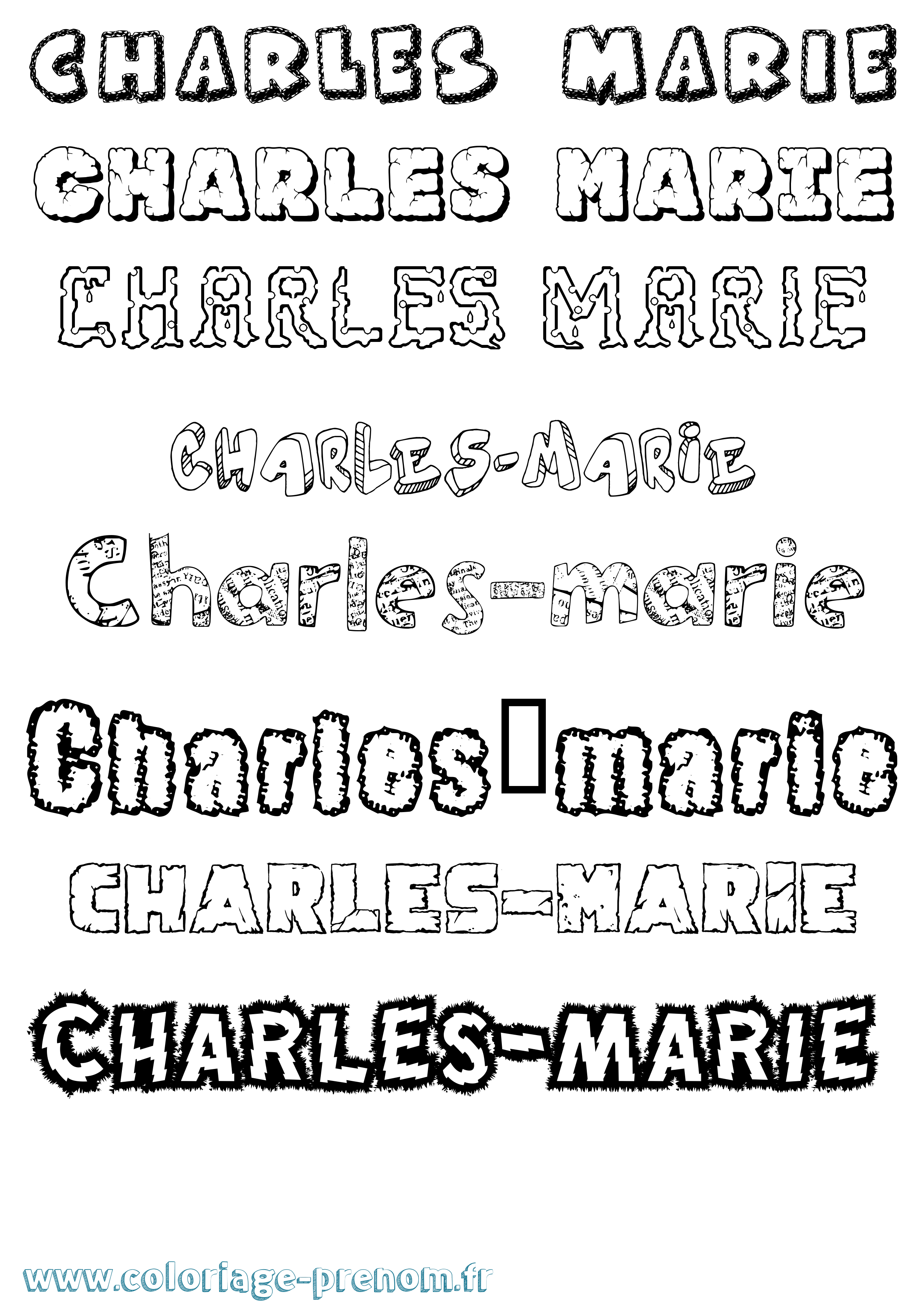 Coloriage Charles-Marie Destructuré Coloriage prénom Charles-Marie Destructuré