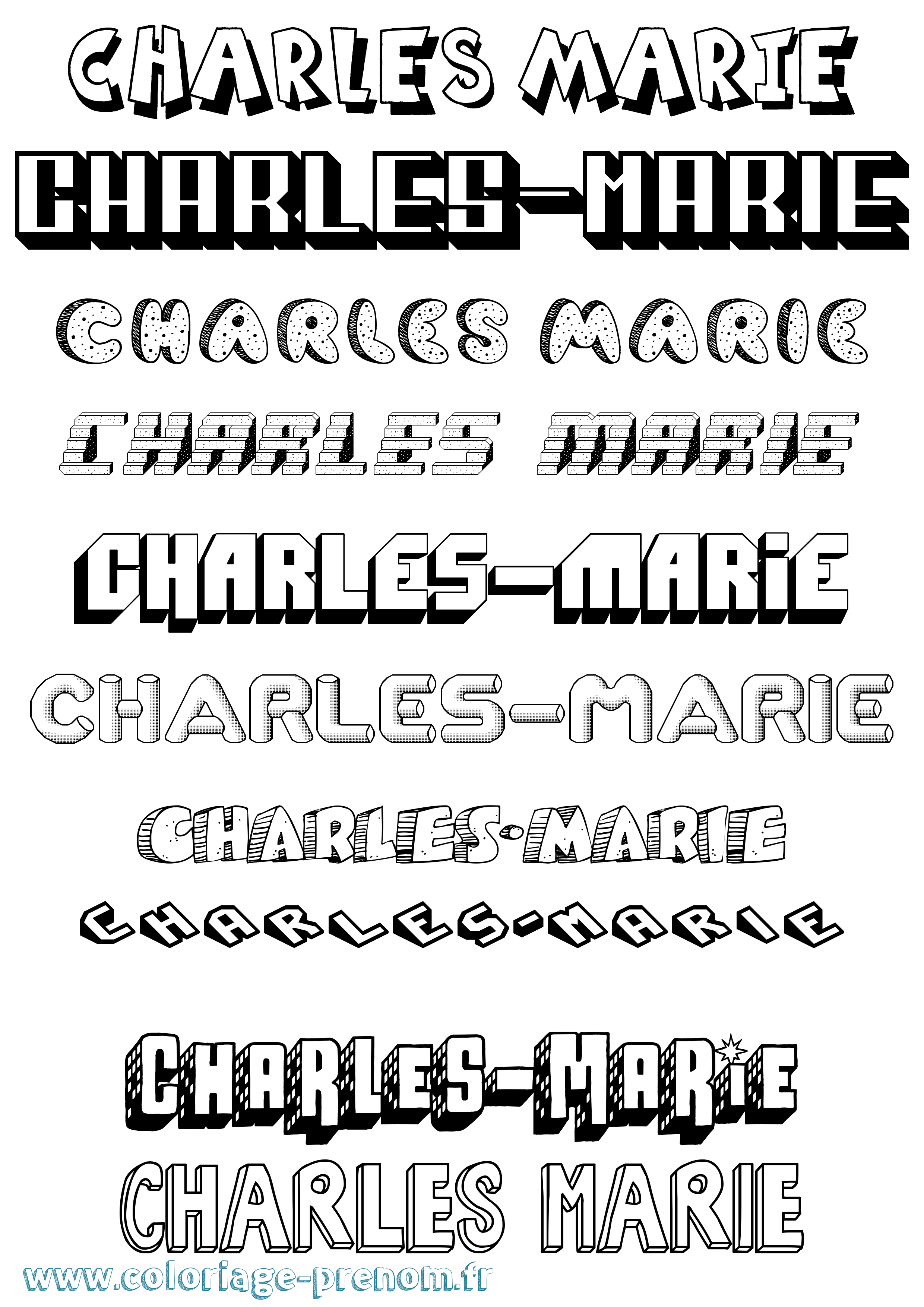 Coloriage Charles-Marie Effet 3D Coloriage prénom Charles-Marie Effet 3D
