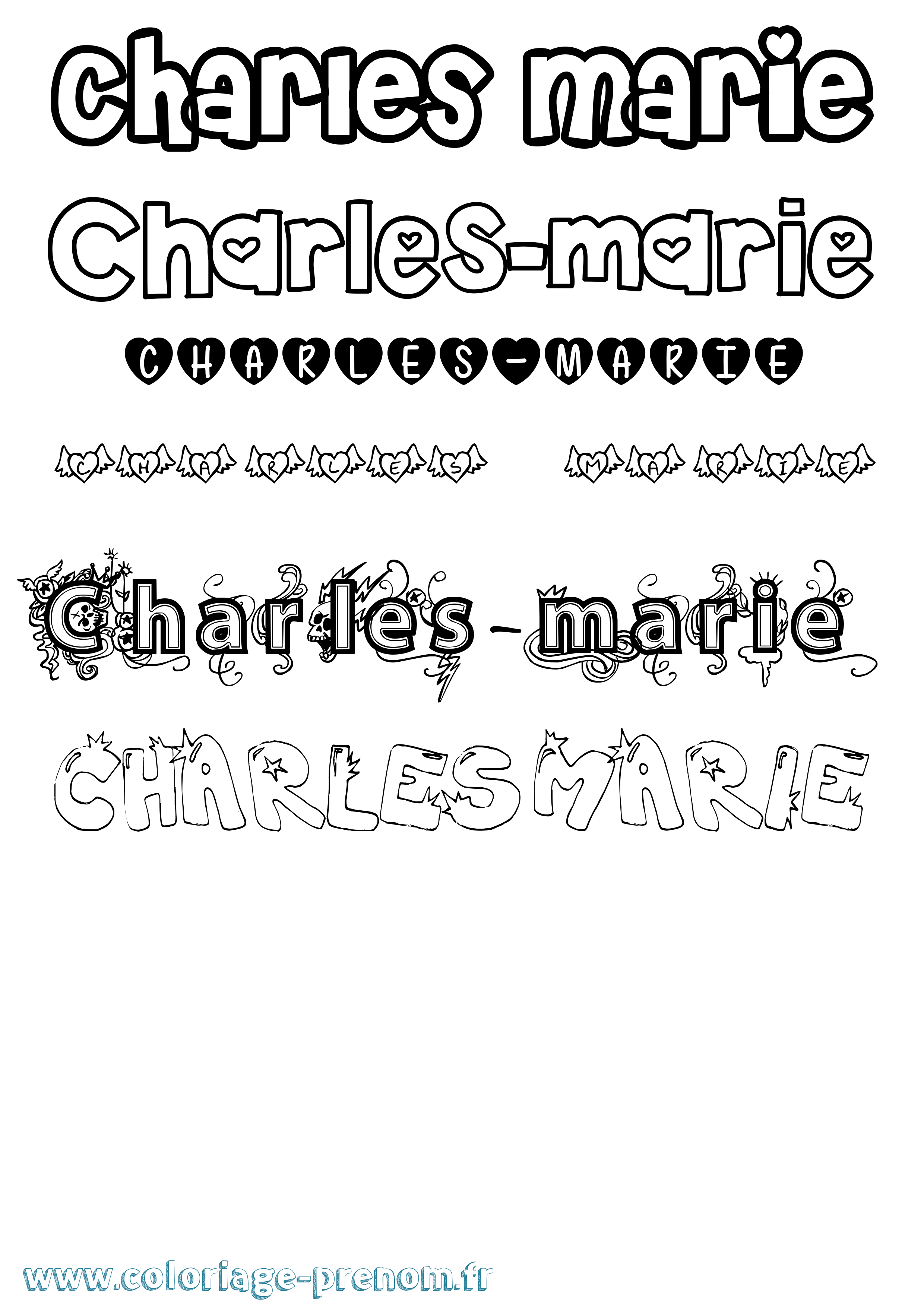 Coloriage Charles-Marie Girly Coloriage prénom Charles-Marie Girly