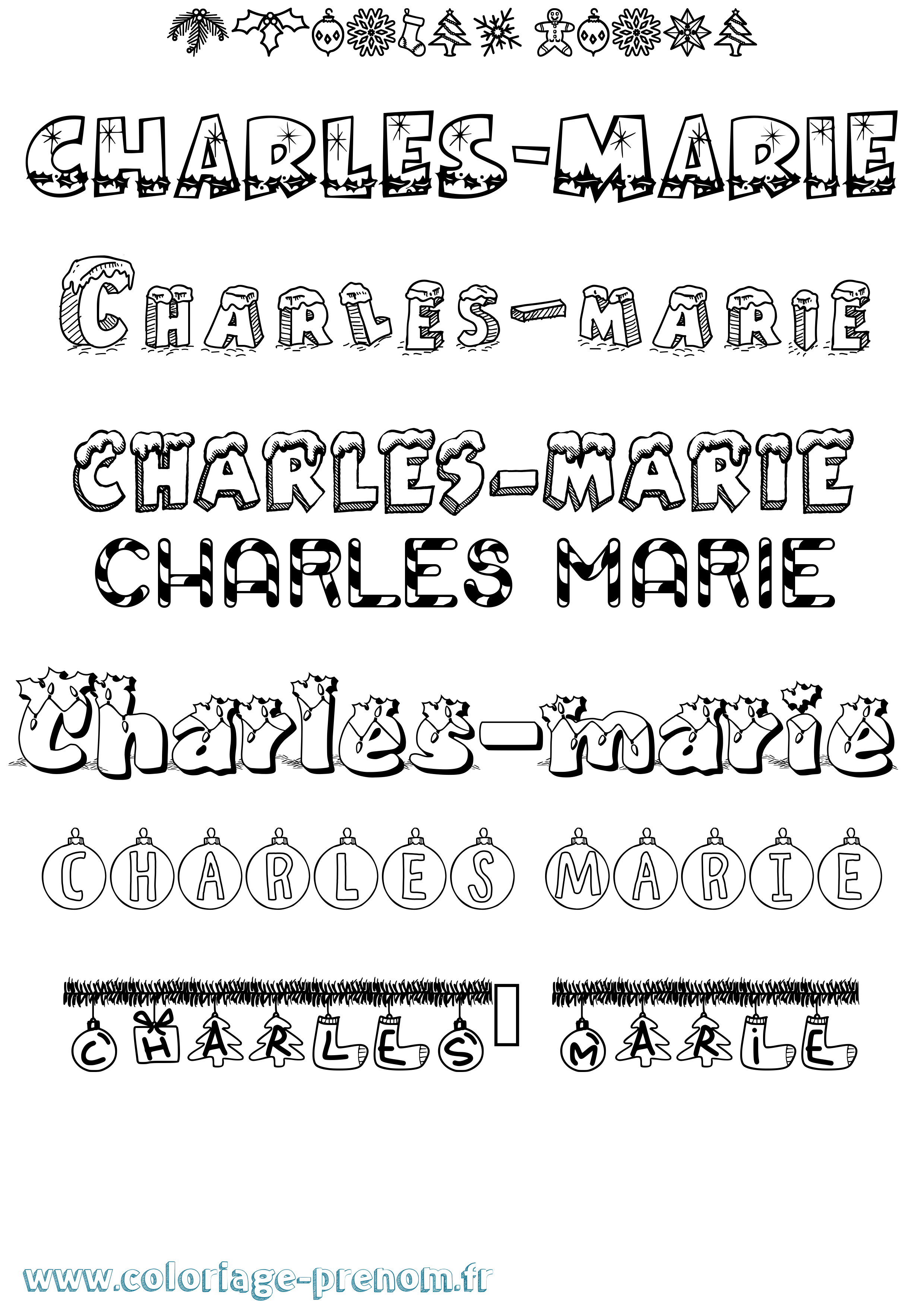 Coloriage Charles-Marie Noël Coloriage prénom Charles-Marie Noël
