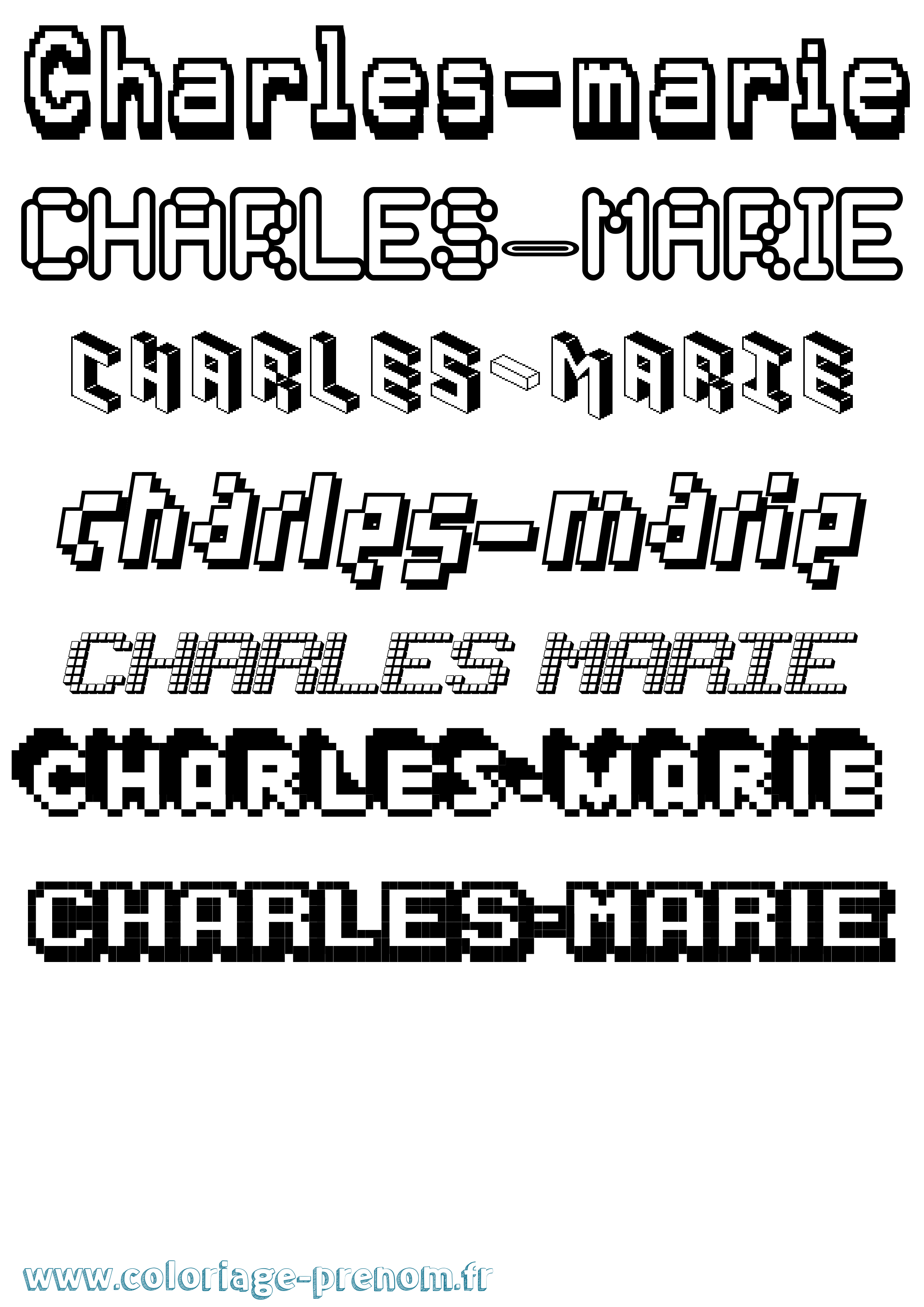 Coloriage Charles-Marie Pixel Coloriage prénom Charles-Marie Pixel