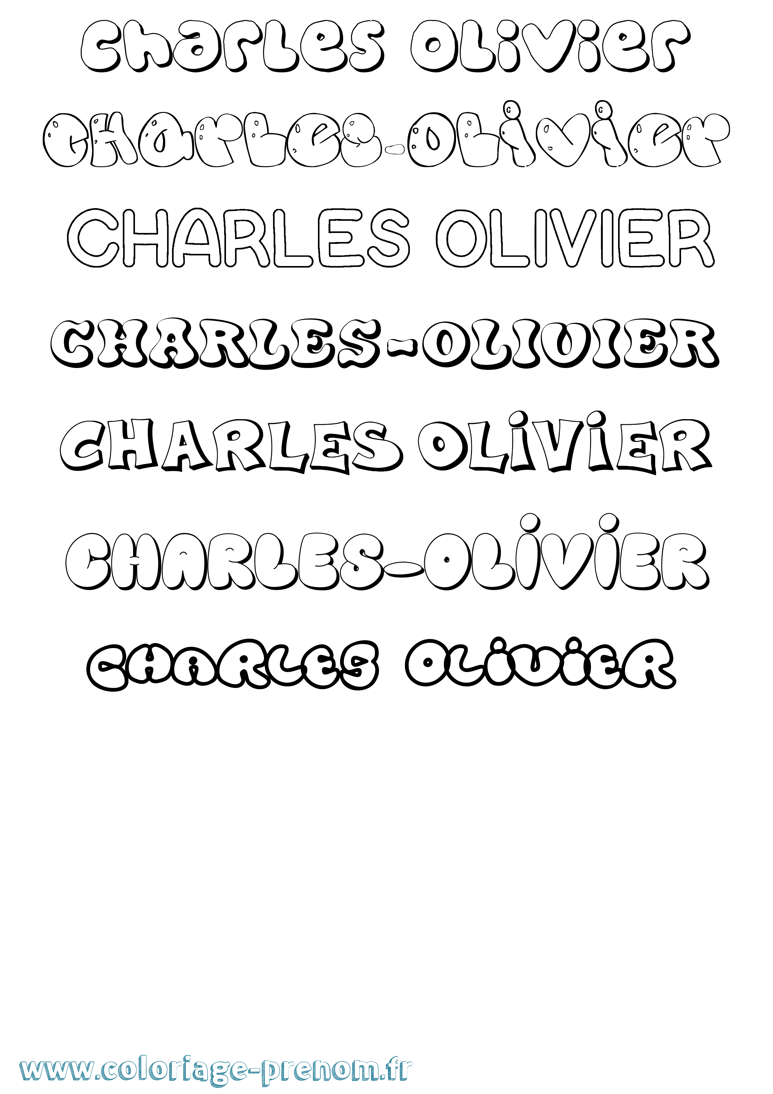 Coloriage Charles-Olivier Bubble Coloriage prénom Charles-Olivier Bubble