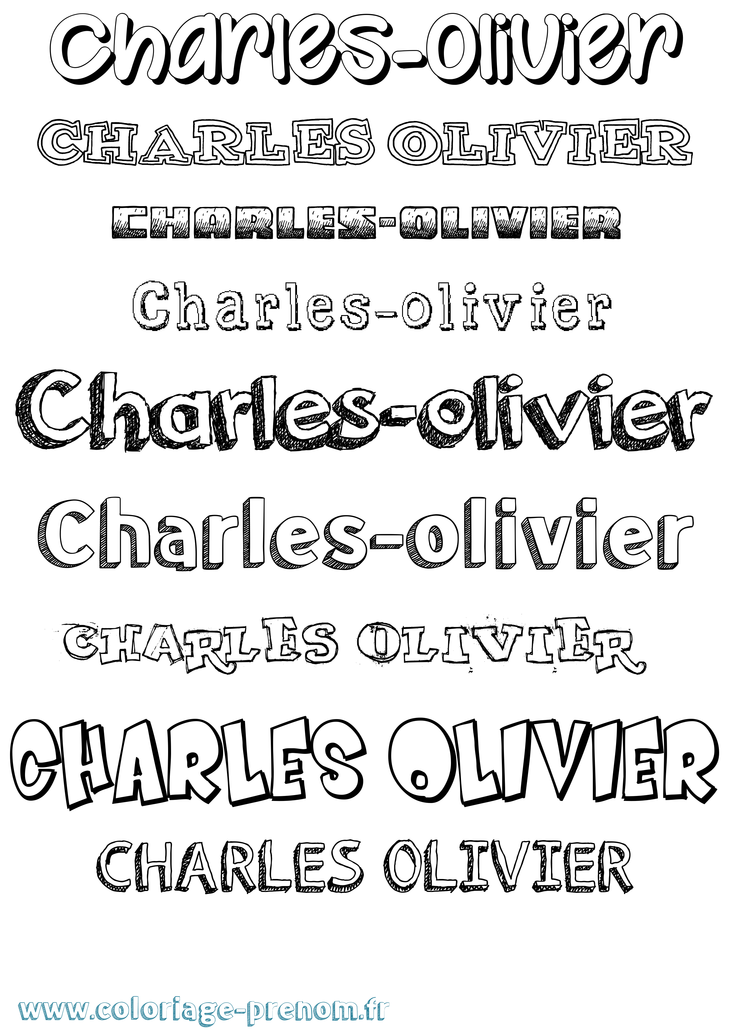 Coloriage Charles-Olivier Dessiné Coloriage prénom Charles-Olivier Dessiné