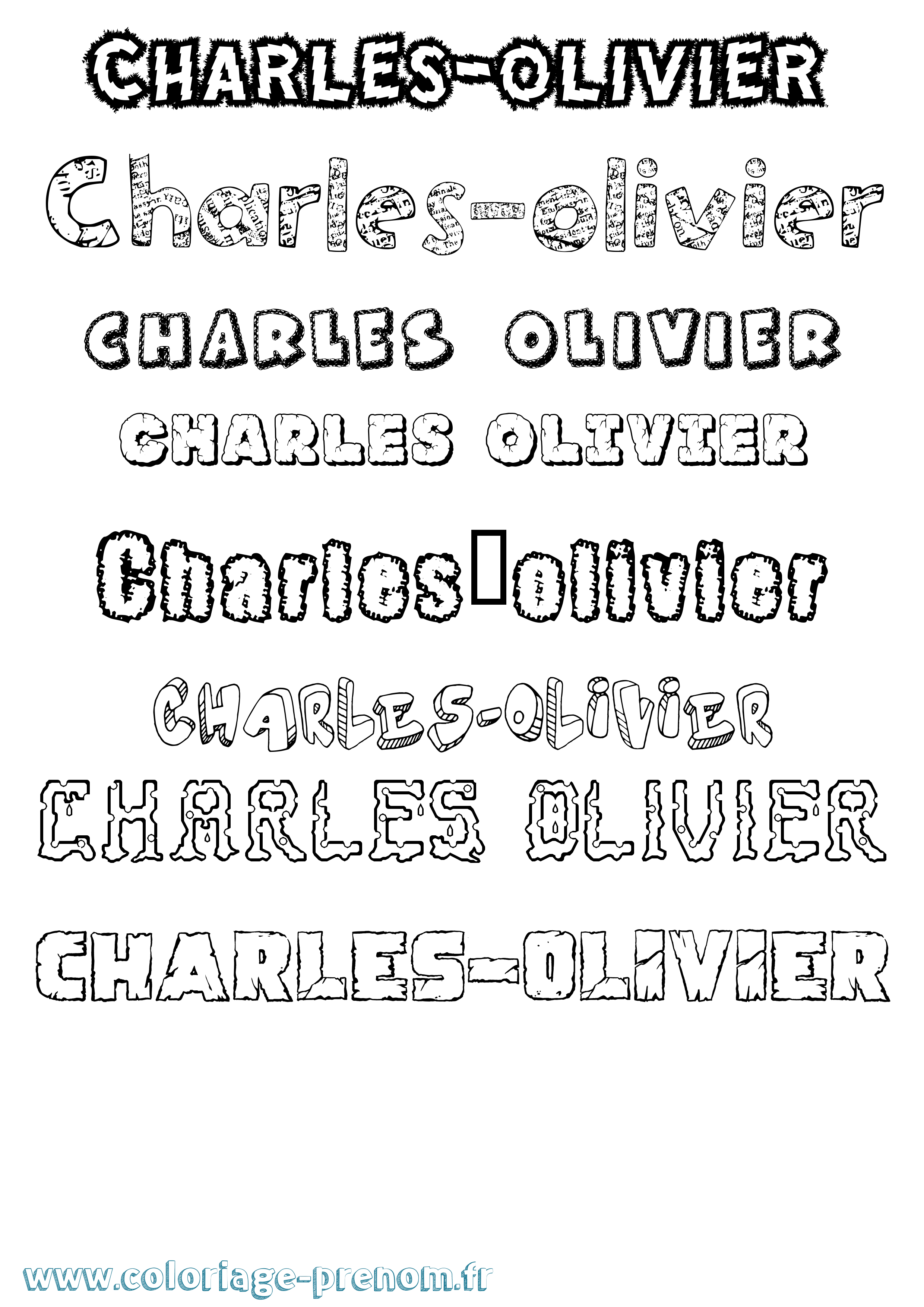 Coloriage Charles-Olivier Destructuré Coloriage prénom Charles-Olivier Destructuré