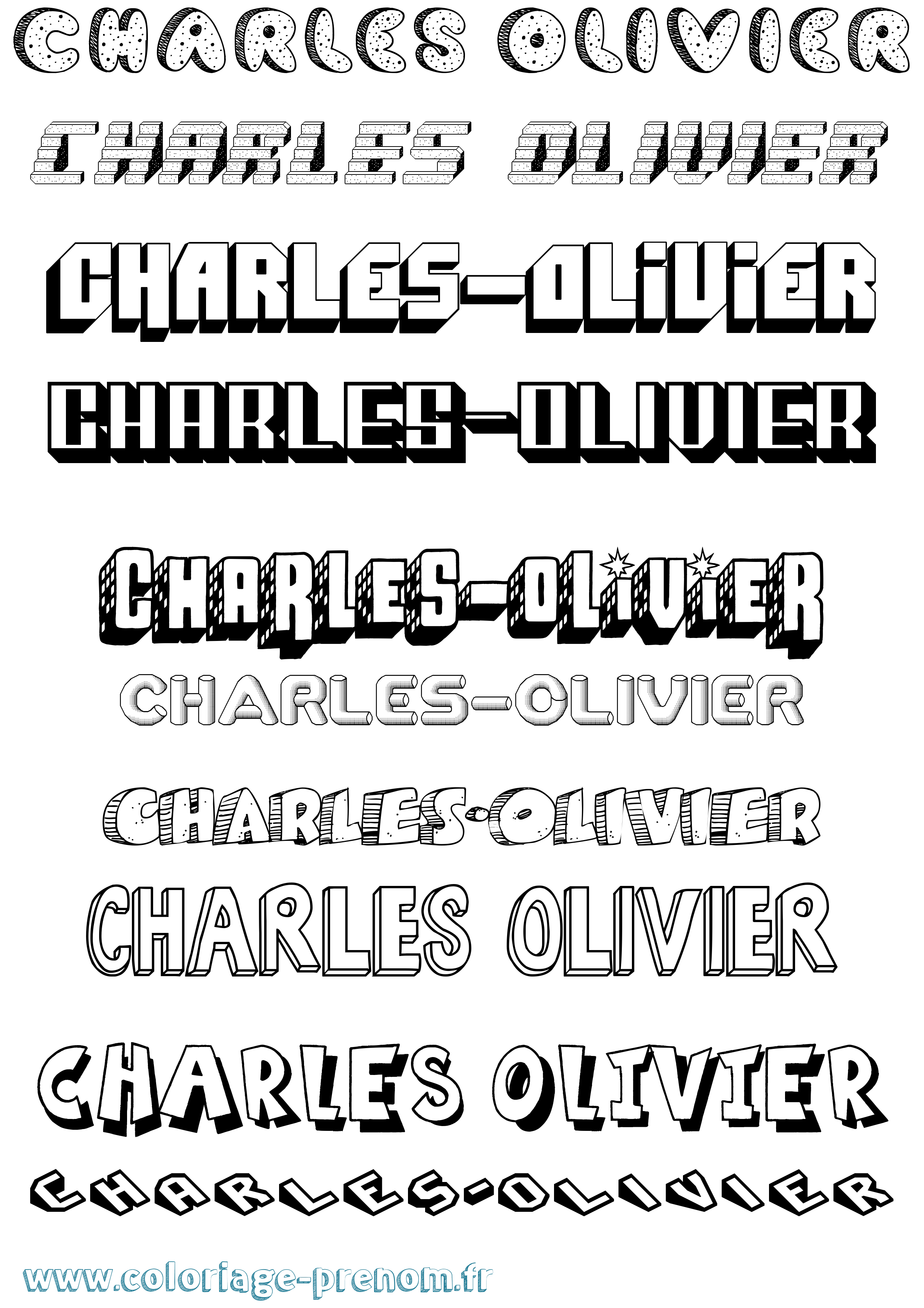 Coloriage Charles-Olivier Effet 3D Coloriage prénom Charles-Olivier Effet 3D