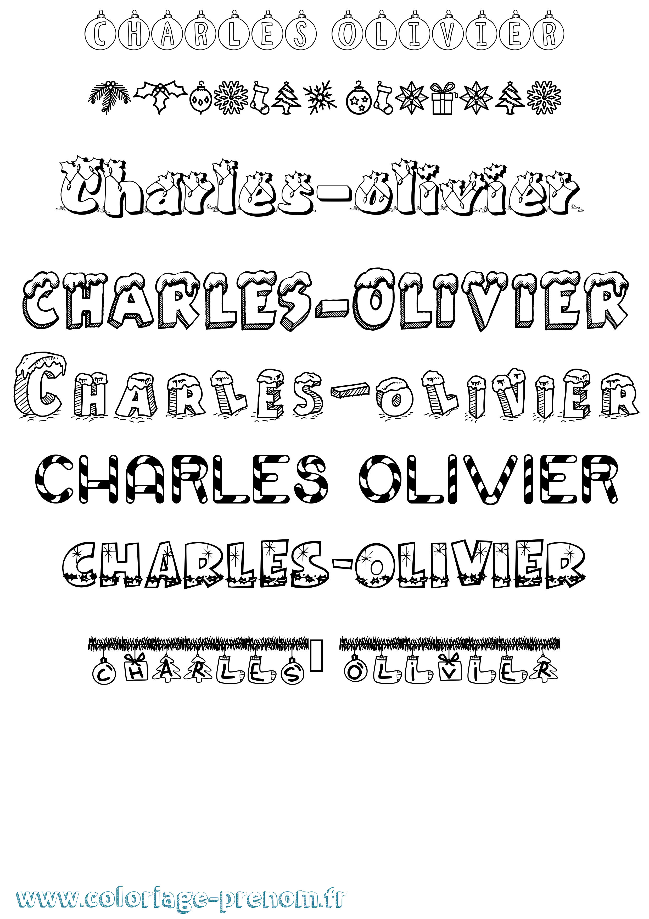 Coloriage Charles-Olivier Noël Coloriage prénom Charles-Olivier Noël